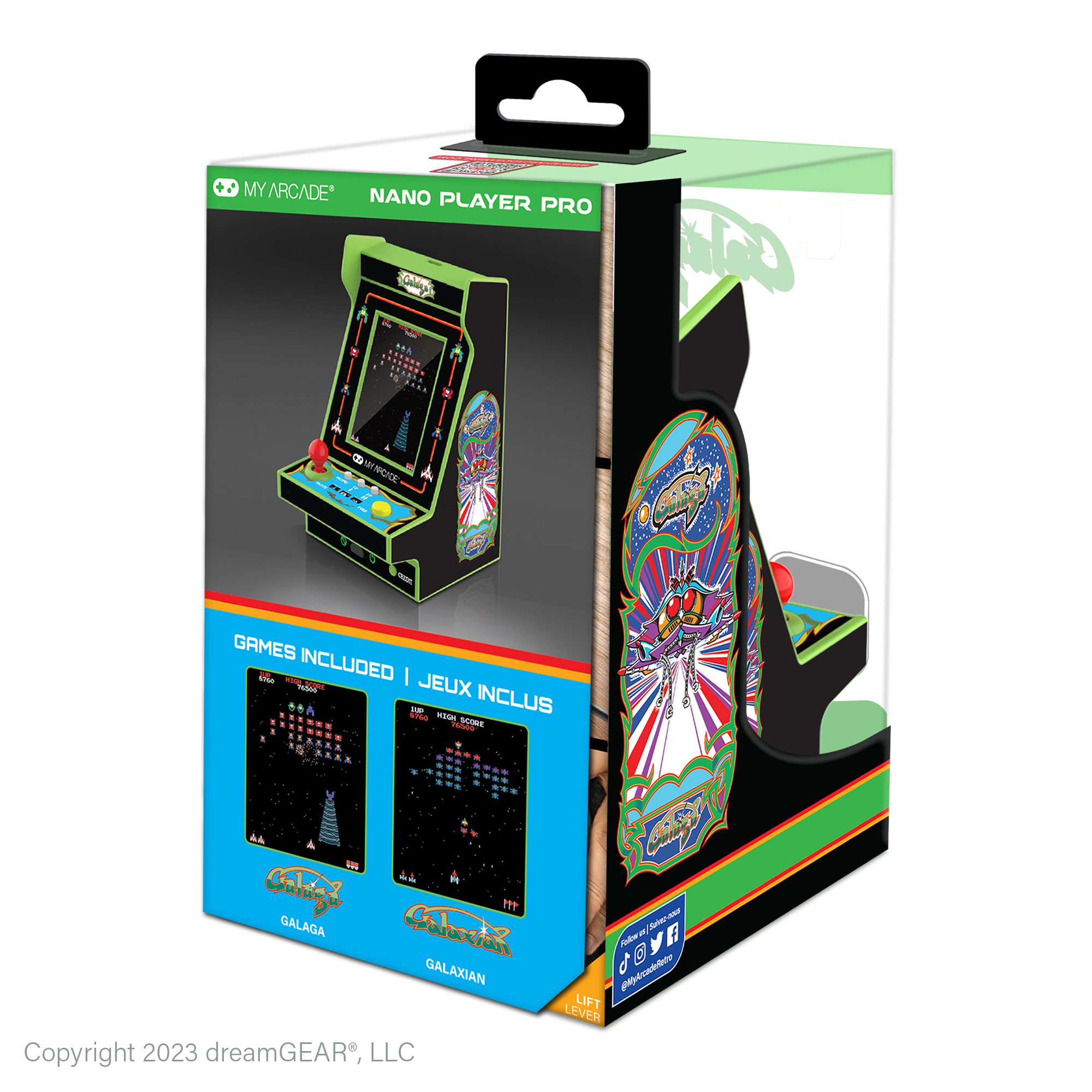 Galaga grafikli "Nano Player Pro" atari makinesi kutusu.