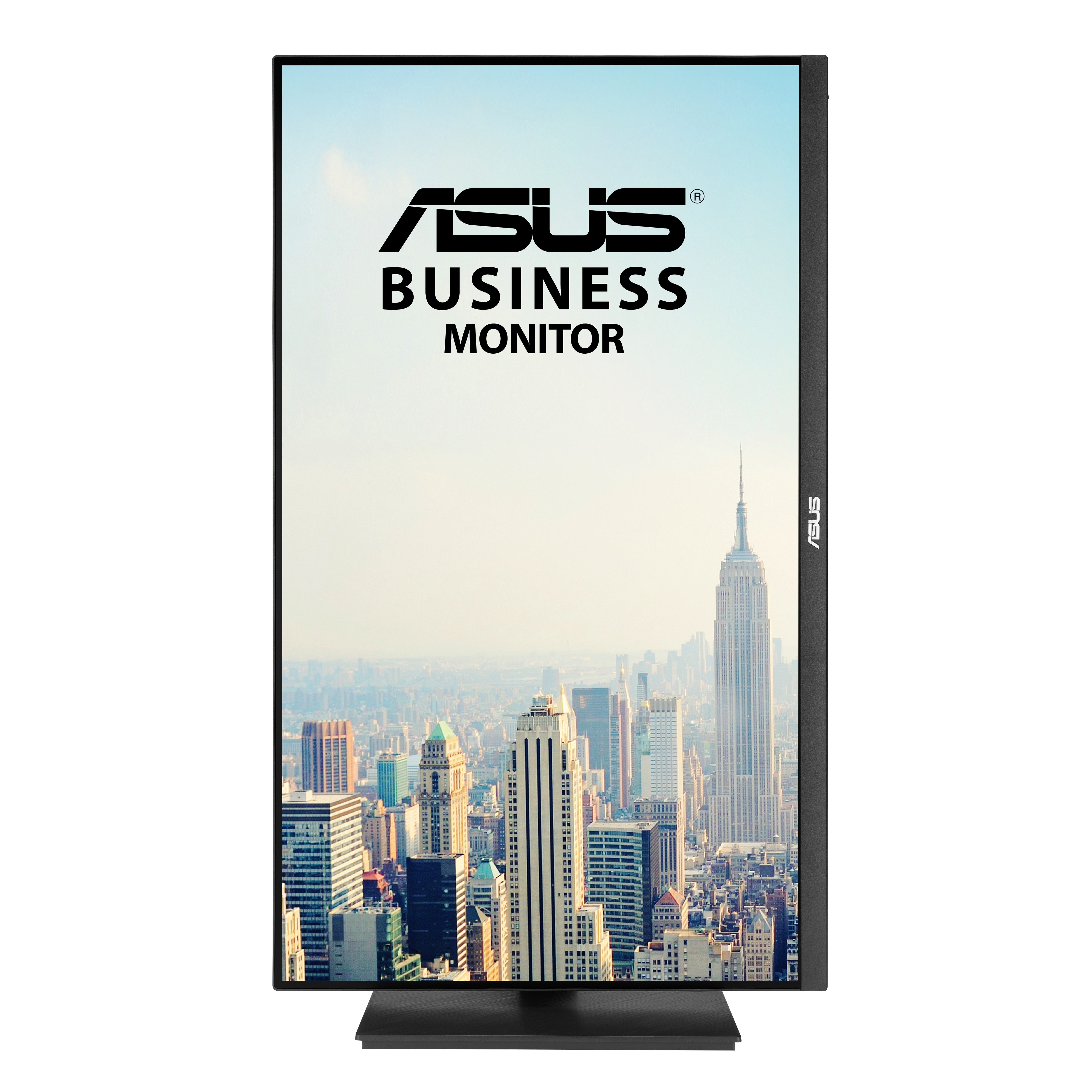 ASUS Business Monitor vor Skyline von New York City mit Empire State Building.