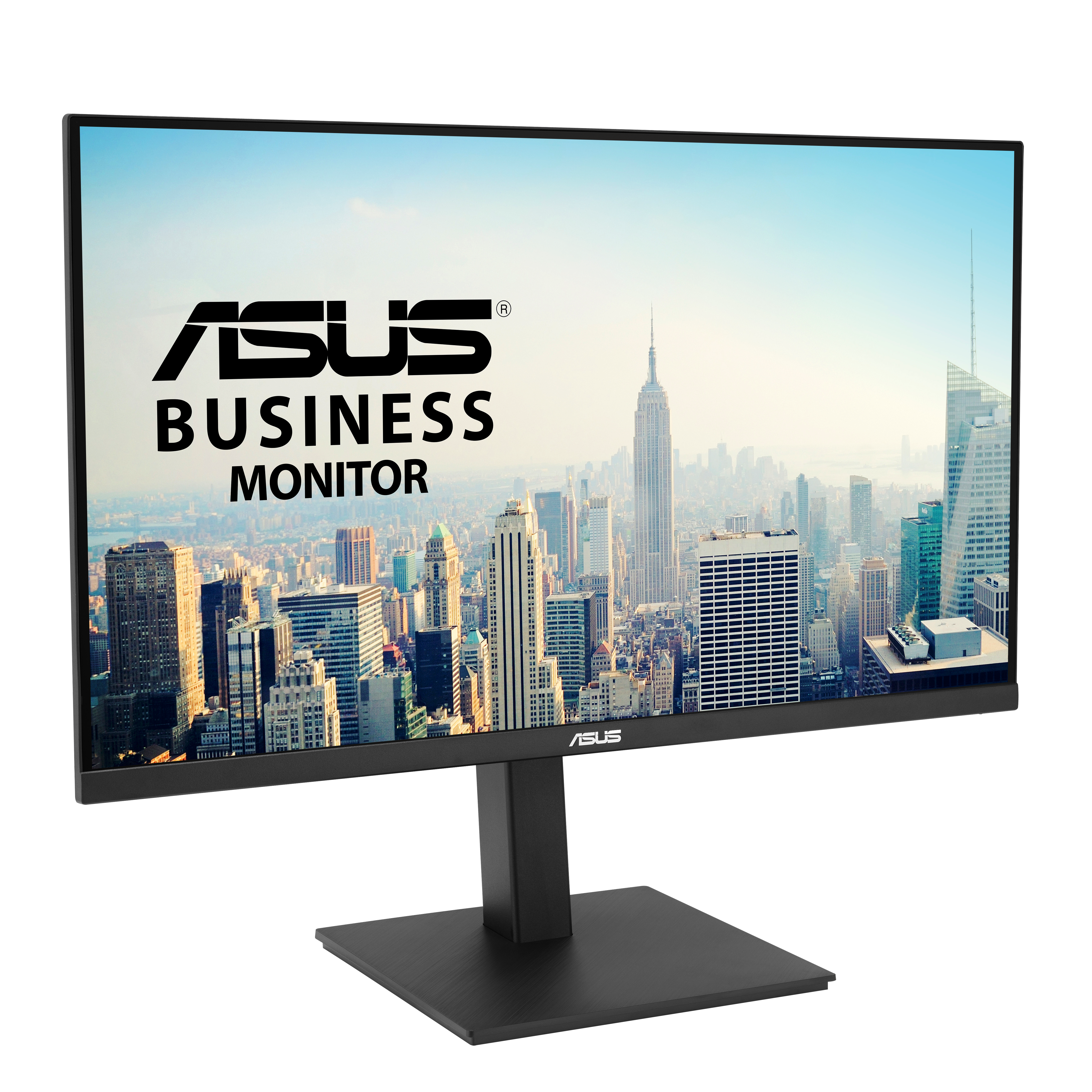 Ein Asus Business Monitor zeigt eine Stadtansicht von New York City.