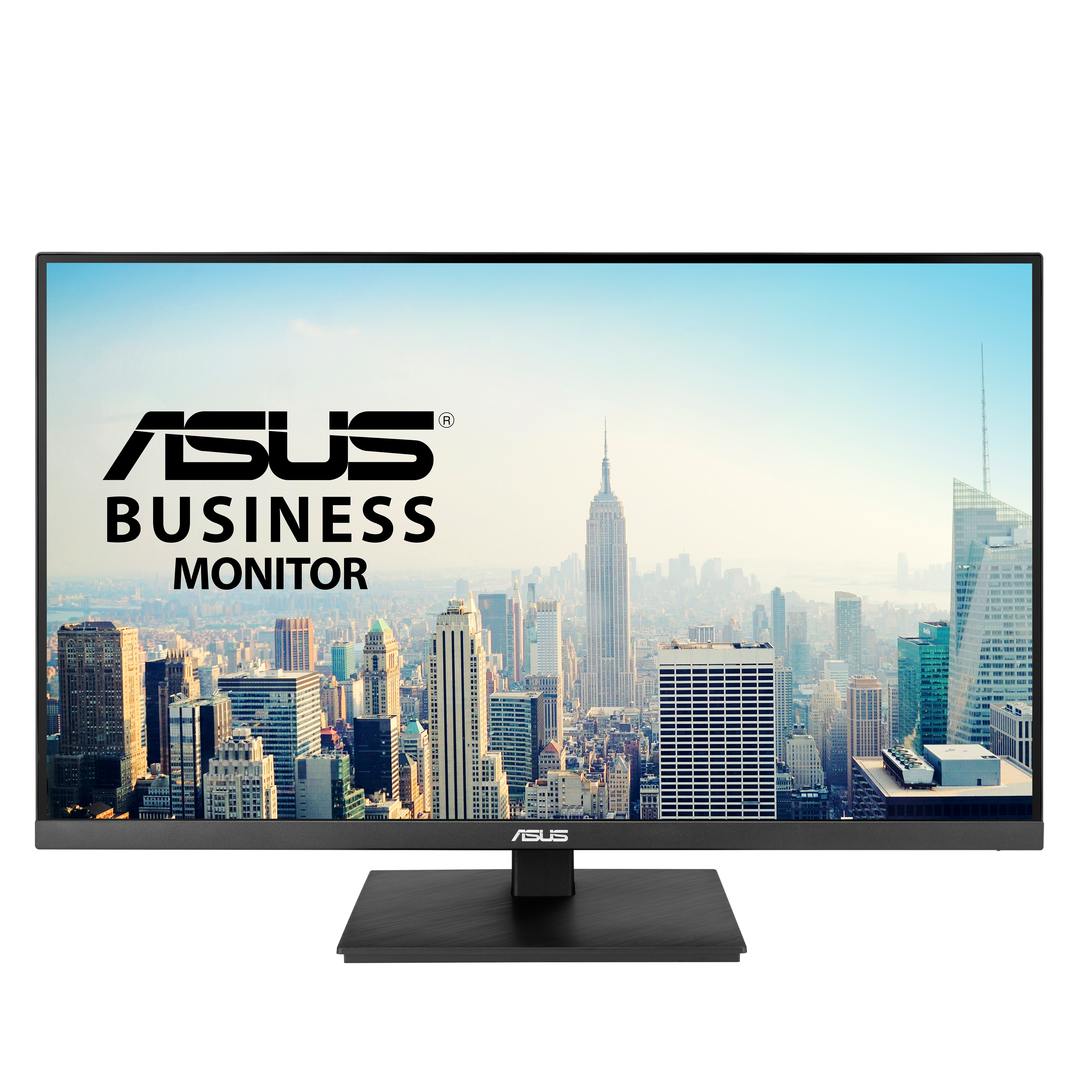 Ein Asus Monitor zeigt eine Skyline mit dem Empire State Building.