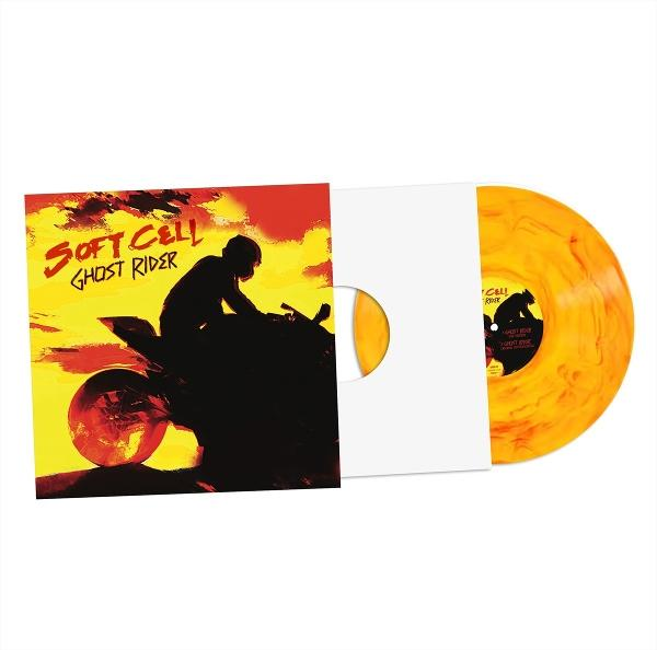 Soft Cell Ghost Rider Vinyl-Cover mit gelbem Marmor-Vinyl.