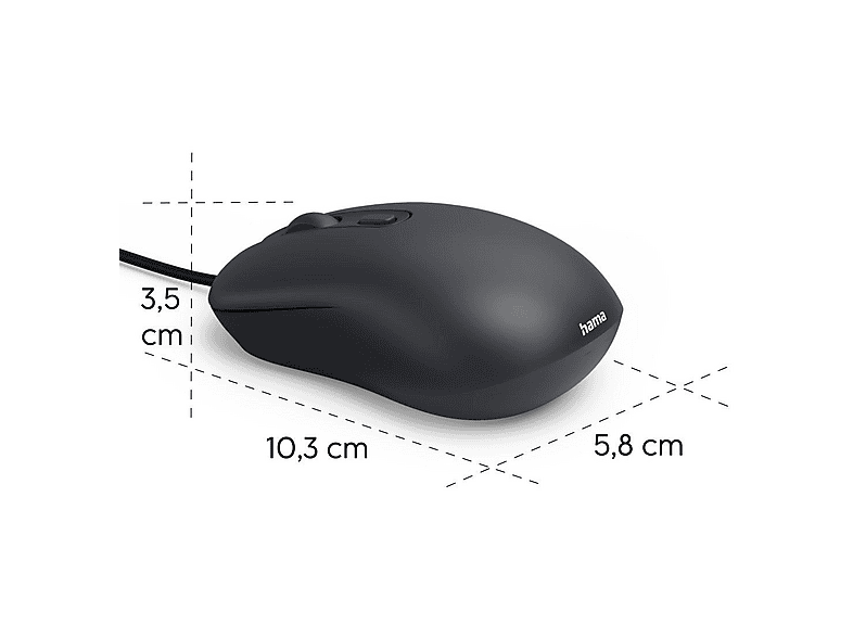 Hama CM-200 Maus Kabelgebunden Optisch Schwarz 4 Tasten 1600 dpi