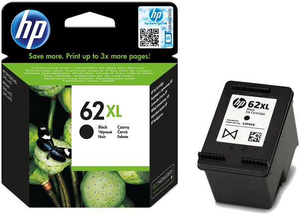 HP No.62XL fekete eredeti tintapatron, 600 oldal (C2P05AE)