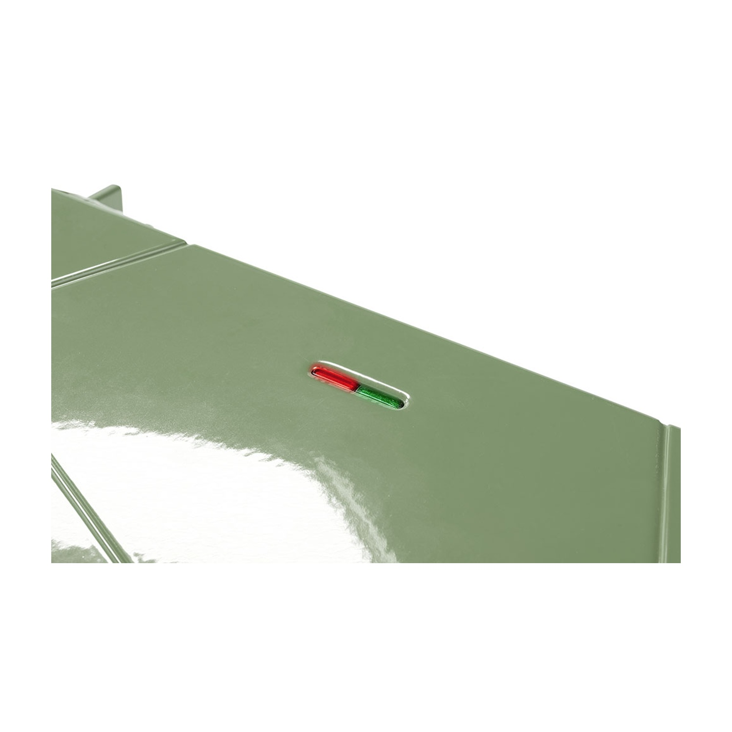 Dispositivo verde con spie rosse e verdi.