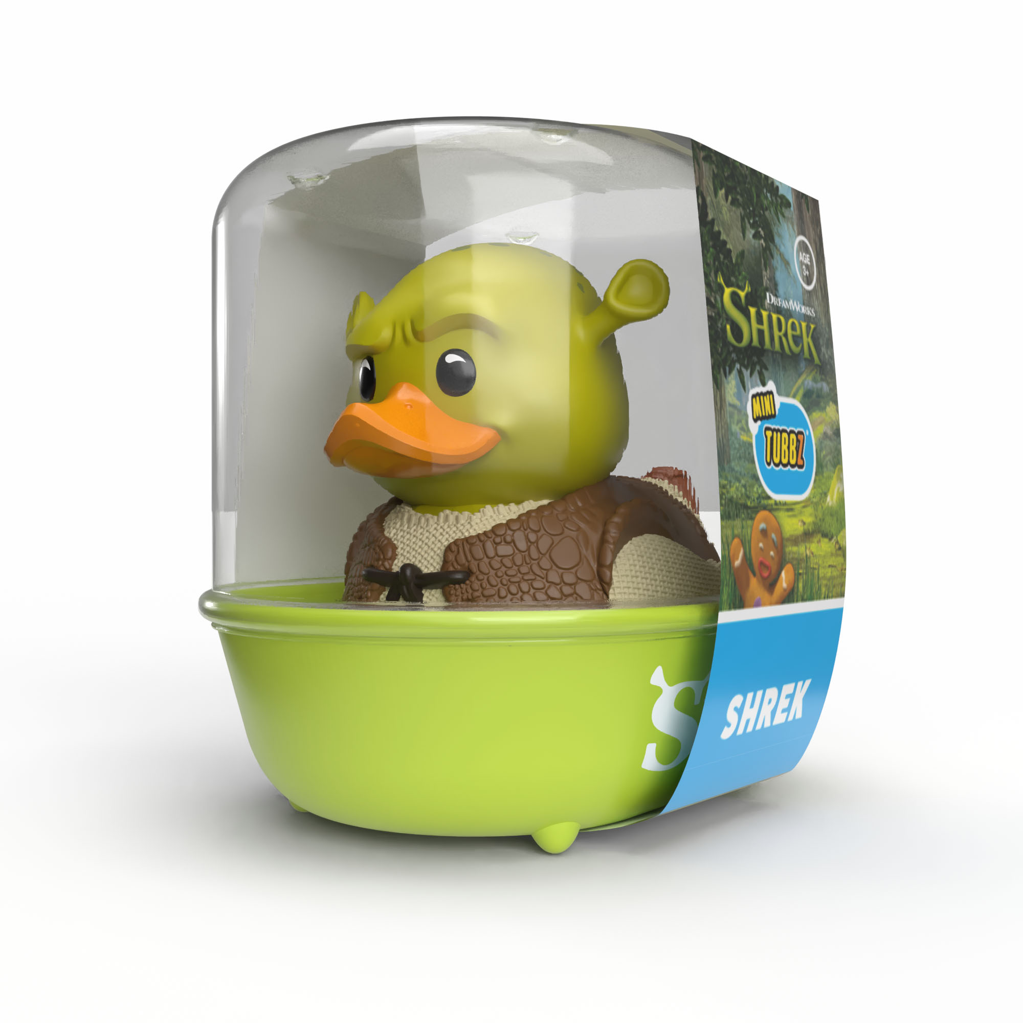 Zöld, Shrek-témájú kacsa zöld kádban, műanyag csomagolásban.