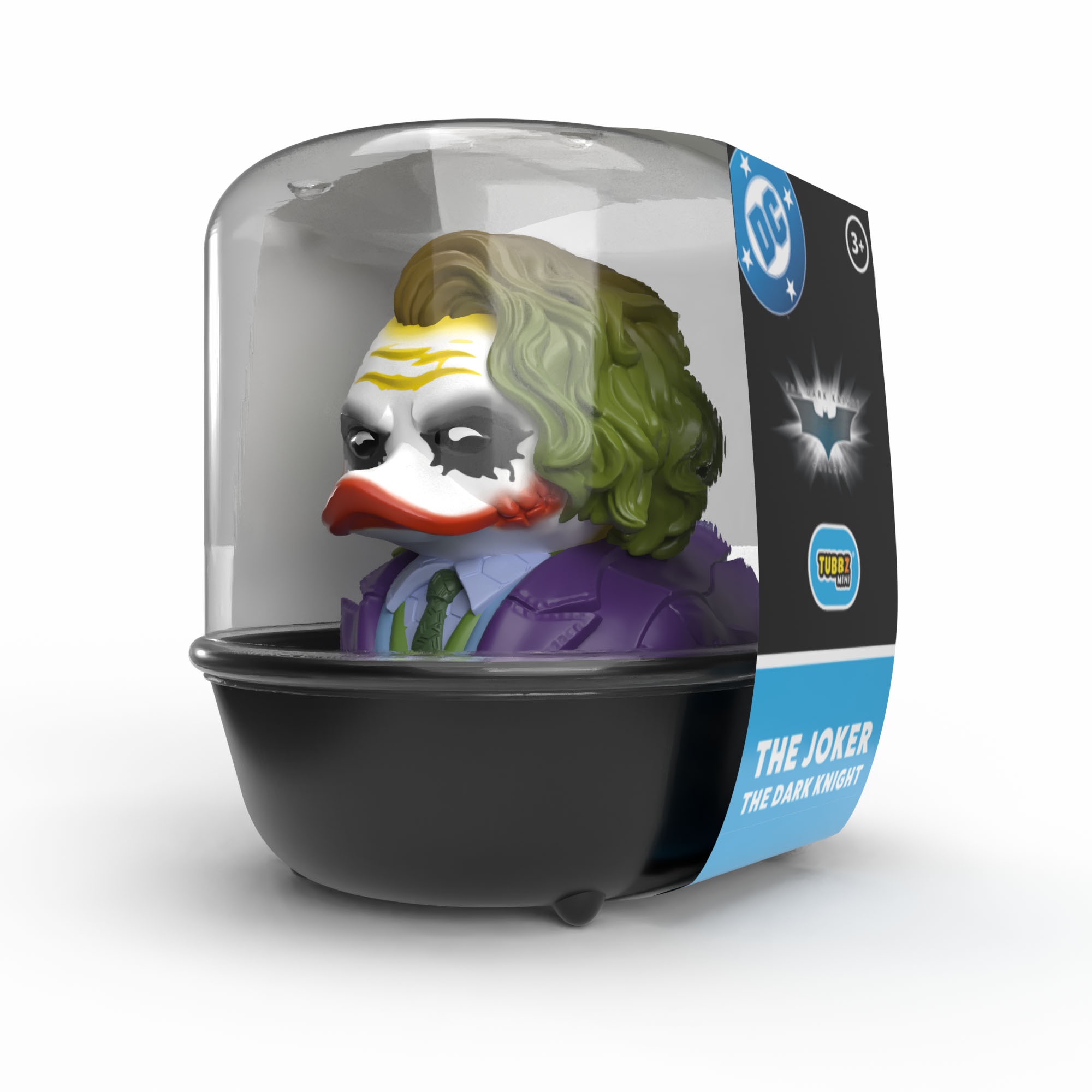 Joker gumikacsa figura csomagolásban DC logóval és 3+ korhatárral.