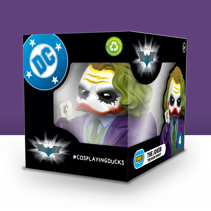 Joker kacsafigura csomagolásban DC Comics és Batman logóval.