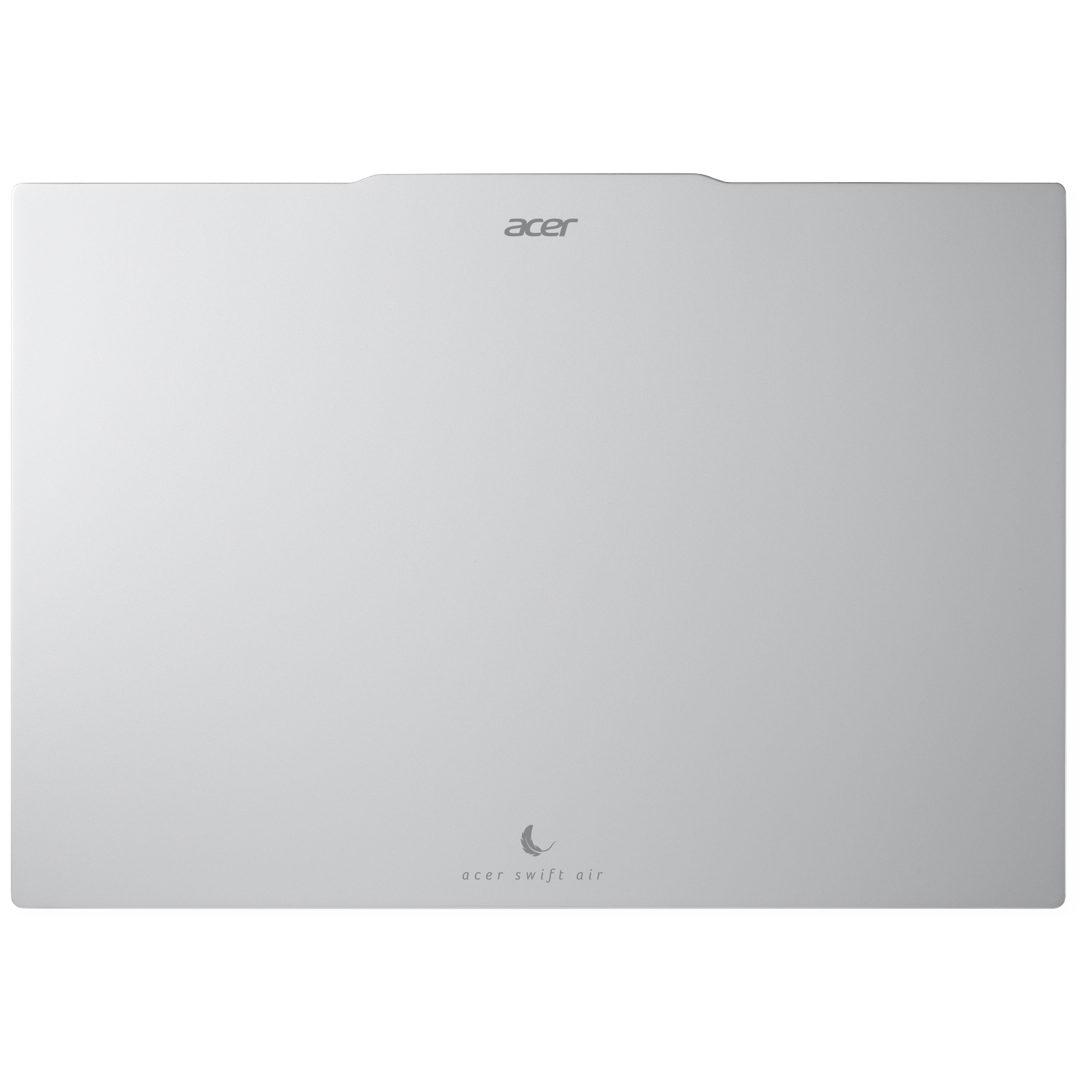 Zilveren laptop met Acer-logo en "acer swift air"-tekst.