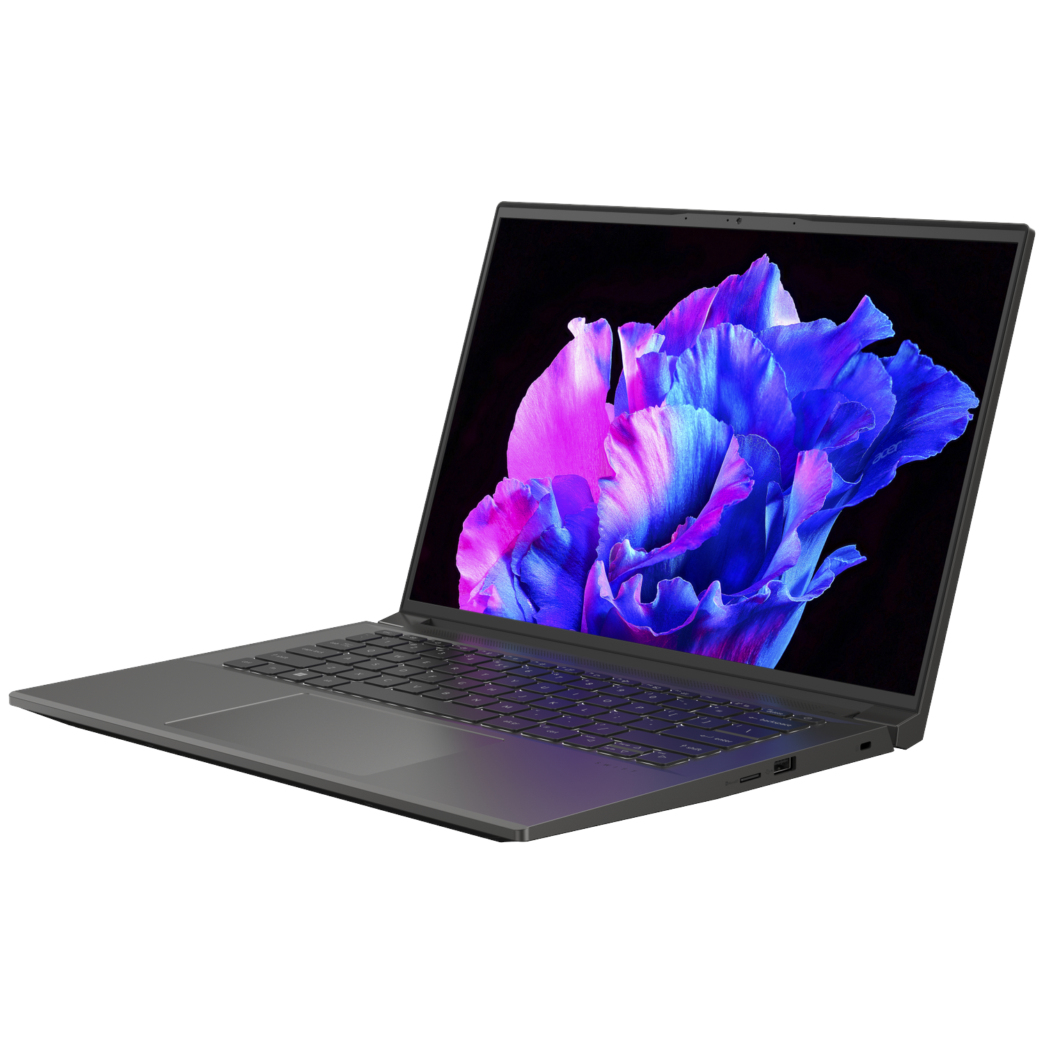 A closed laptop displaying a vibrant image on its screen.