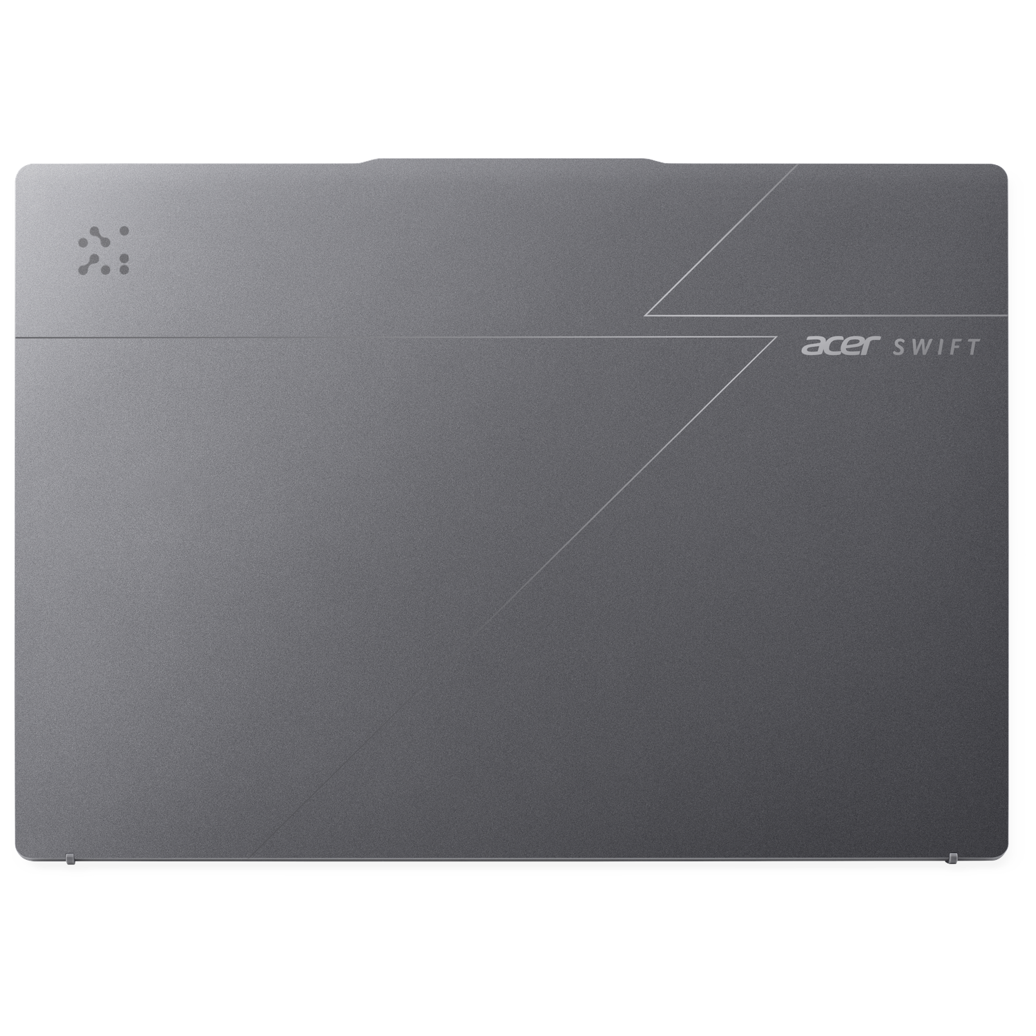 Gray laptop with Acer Swift logo and geometric lines.