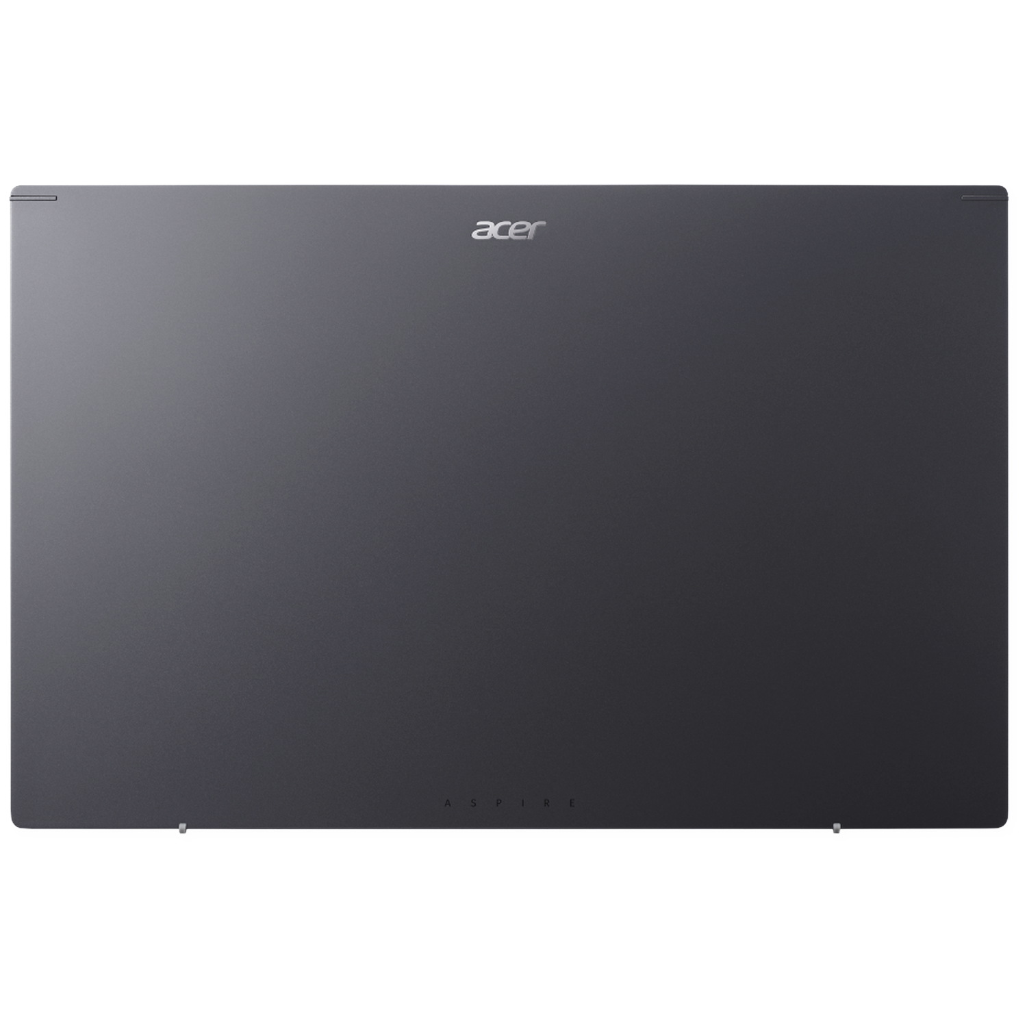 Dark gray Acer Aspire laptop back with silver logo.