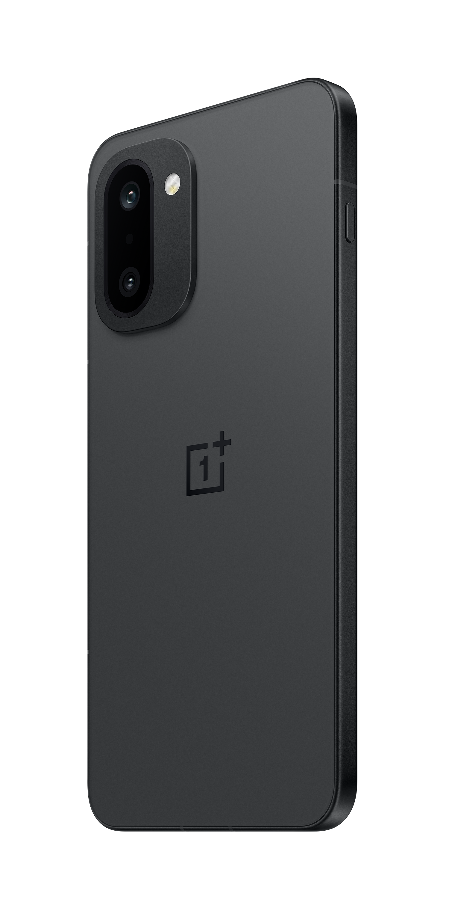 Tył ciemnego smartfona z modułem aparatu i logo.