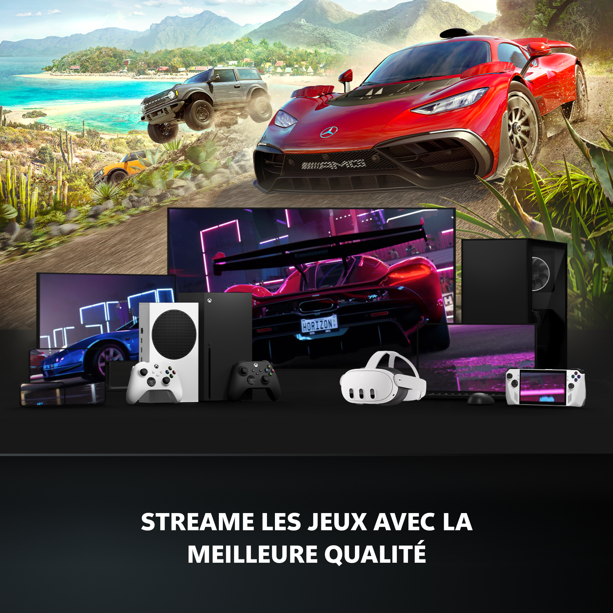 Voitures de course et configuration de console de jeu avec texte.