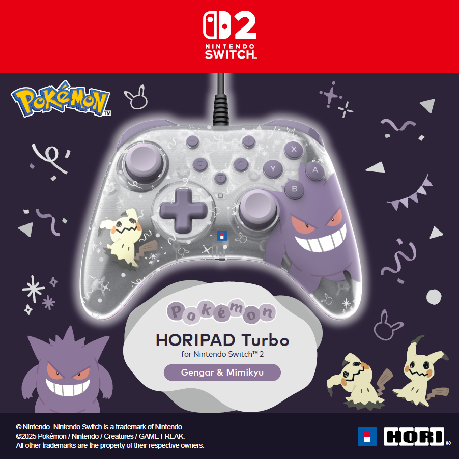 Pokémon HORIPAD Turbo für Nintendo Switch mit Gengar & Mimikyu.