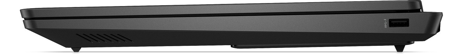 Schwarzes elektronisches Gerät mit Lüftungsschlitzen und USB-Anschluss.