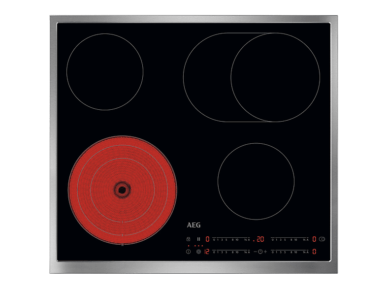 AEG TO64RAA7XB 3000 Radiant Hob Strahlungsheizungskochfeld (576 mm breit, 4-Zonen, Glaskeramik, Autarkes Kochfeld)