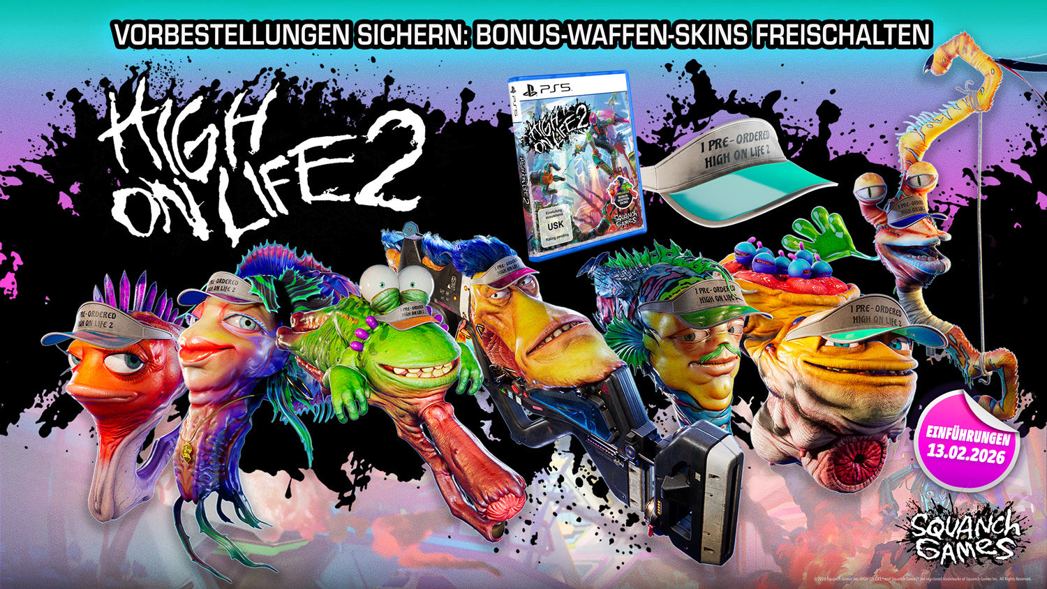 PS5 Spiel High On Life 2 mit bunten Charakteren und Visieren.