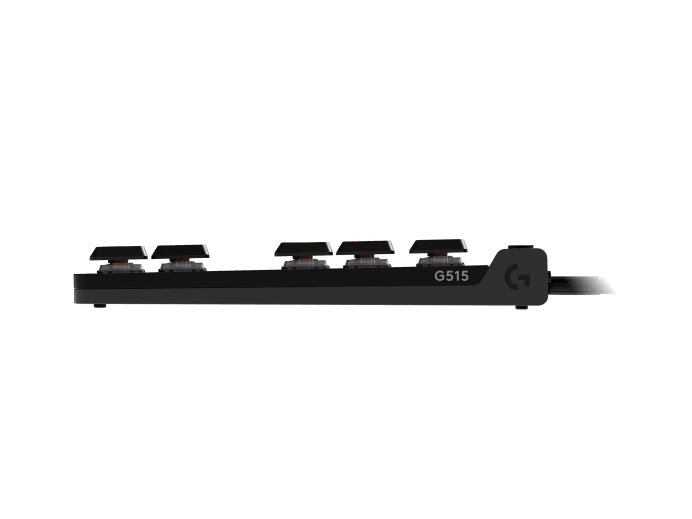 Egy fekete billentyűzet "G515" és Logitech logóval.