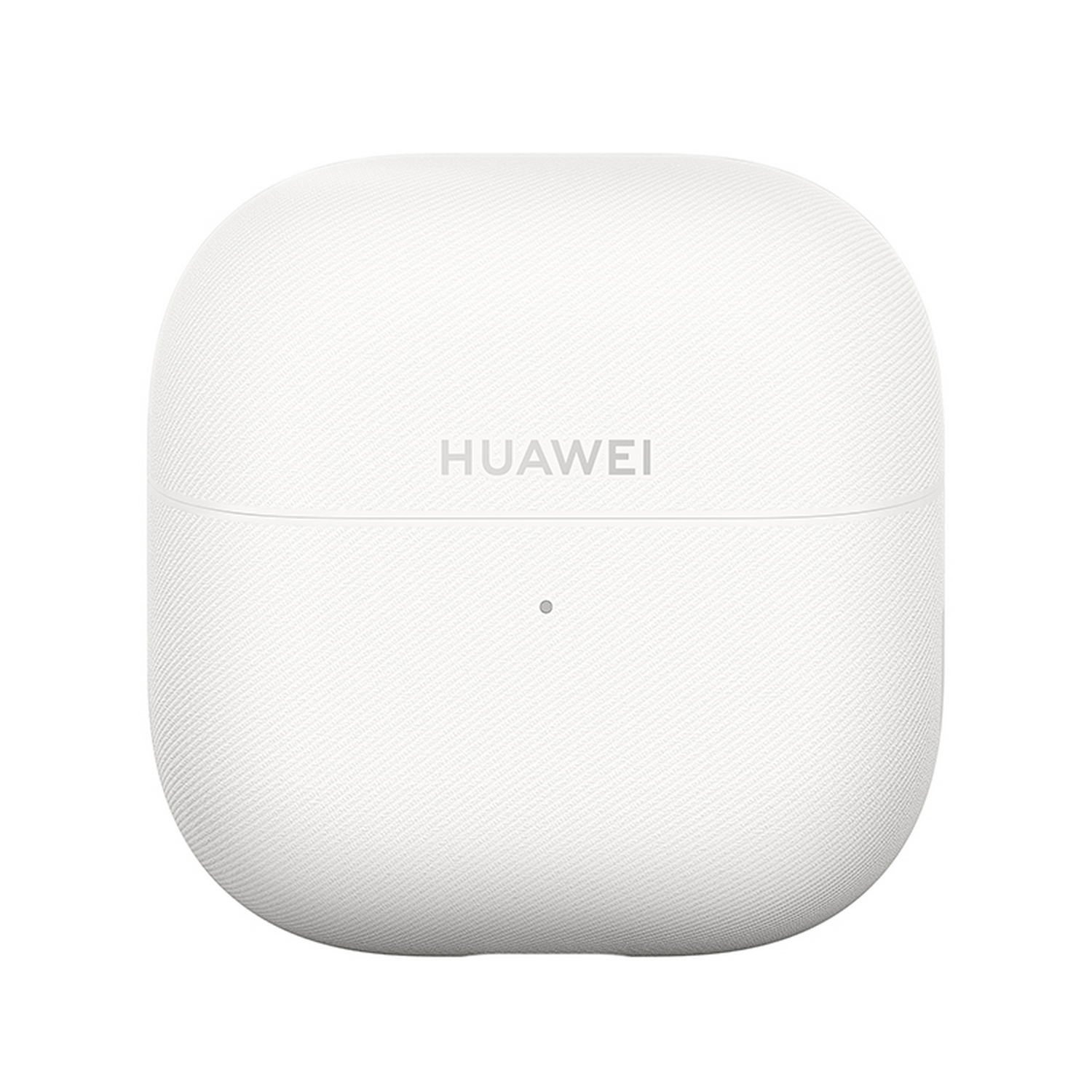 Funda blanca texturizada para auriculares Huawei con indicador.