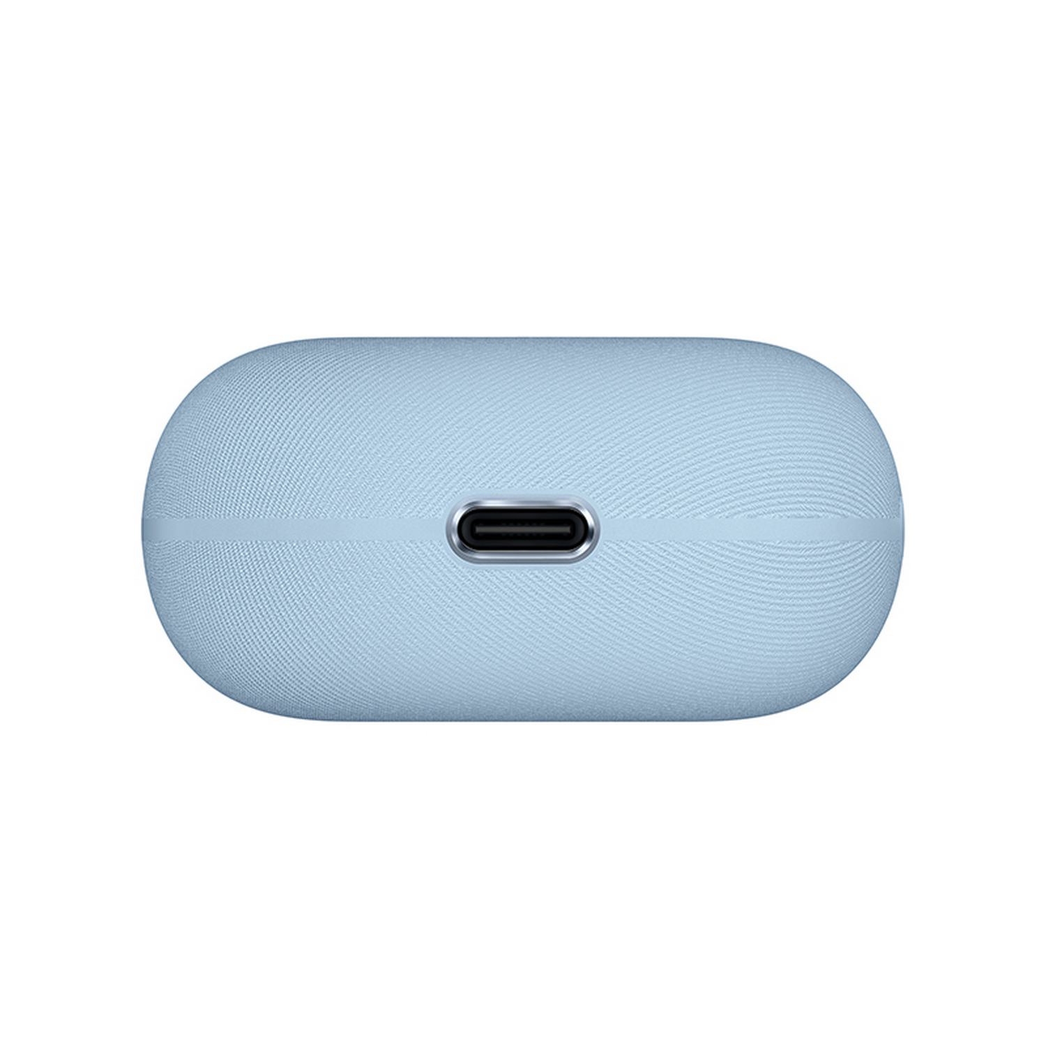 Funda de carga azul claro con puerto USB-C al frente.