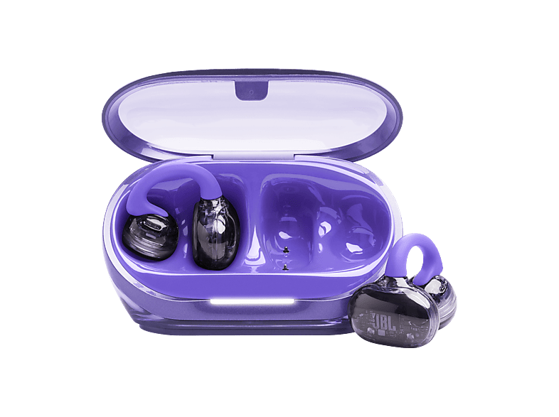 Auriculares True Wireless - JBL Soundgear Clips, 32h Autonomía, 4 Micrófonos, IP54, Conexión Multipunto y Emparejamiento Rápido, Morado