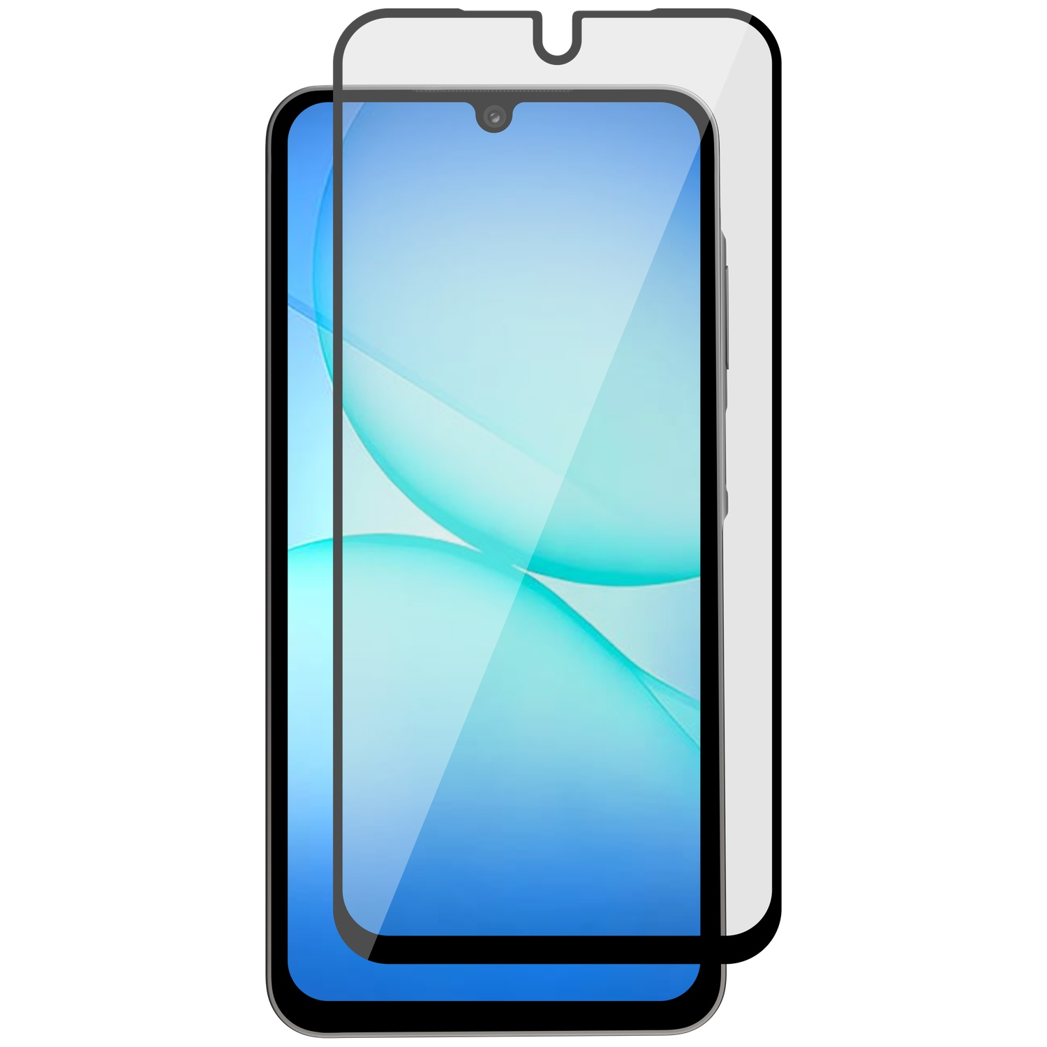 Un smartphone avec un protecteur d'écran légèrement décalé.