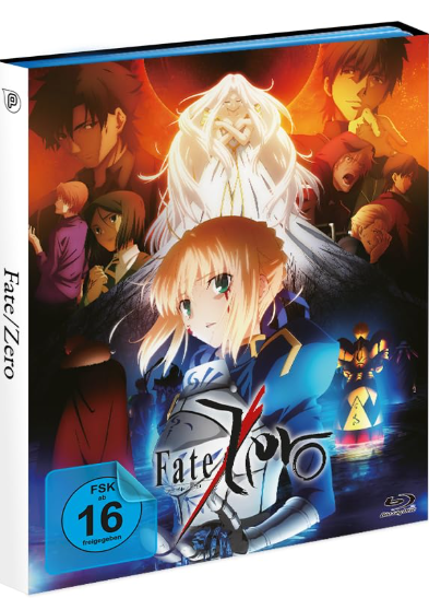 Anime-Cover mit Charakteren im Vordergrund und Hintergrund vor orangefarbenem Himmel.