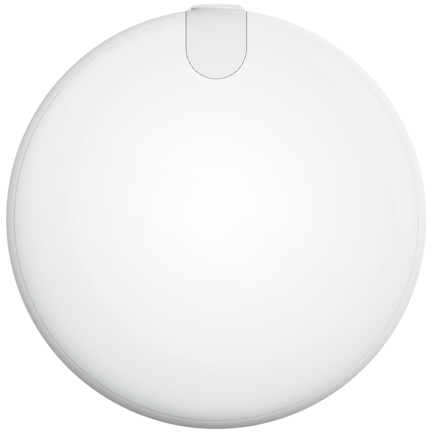 A white, round object with a small cutout at the top.