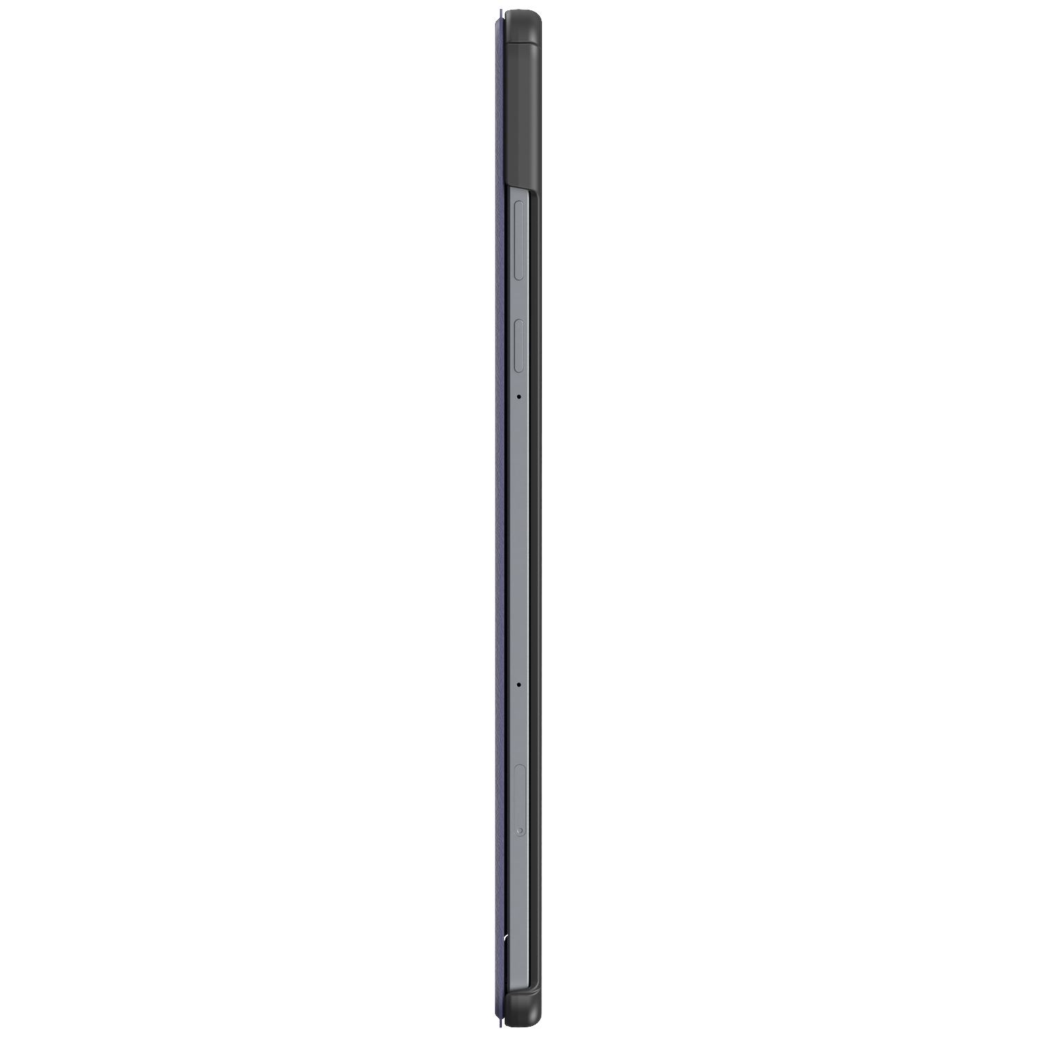 Smartphone gris de profil avec boutons noirs et tiroir SIM.