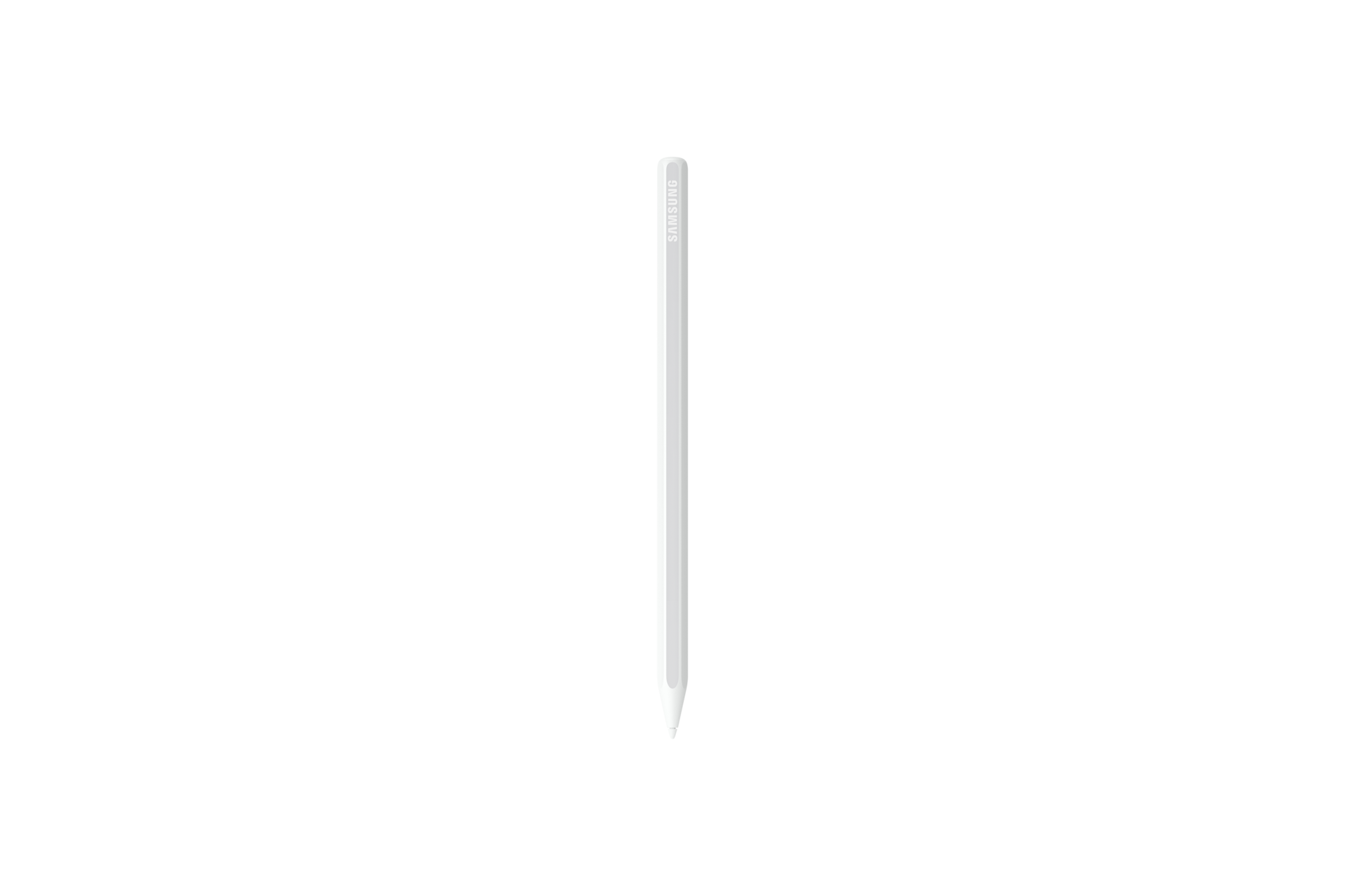 Biały rysik z logo SAMSUNG, zaostrzony na końcu.