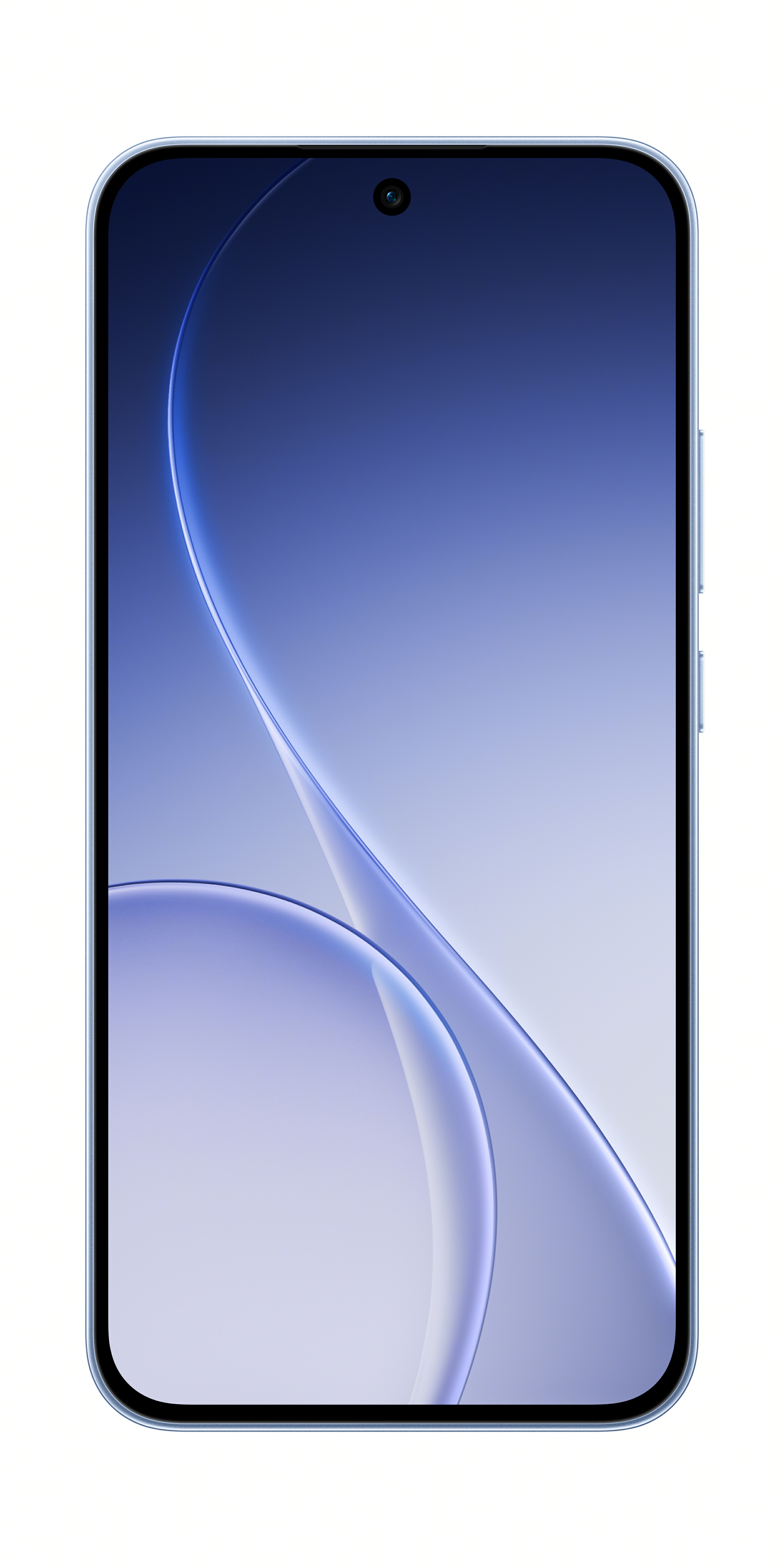 Ekranında dalga deseni bulunan mavi bir akıllı telefon.