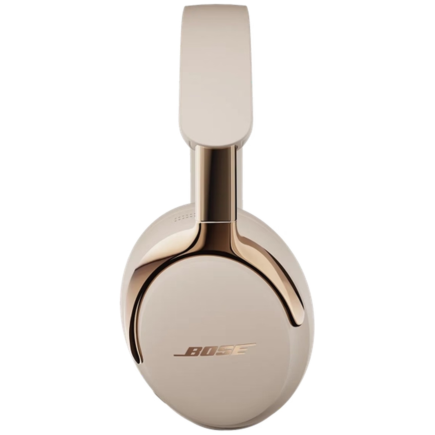 Un casque Bose beige avec des accents dorés sur fond blanc.