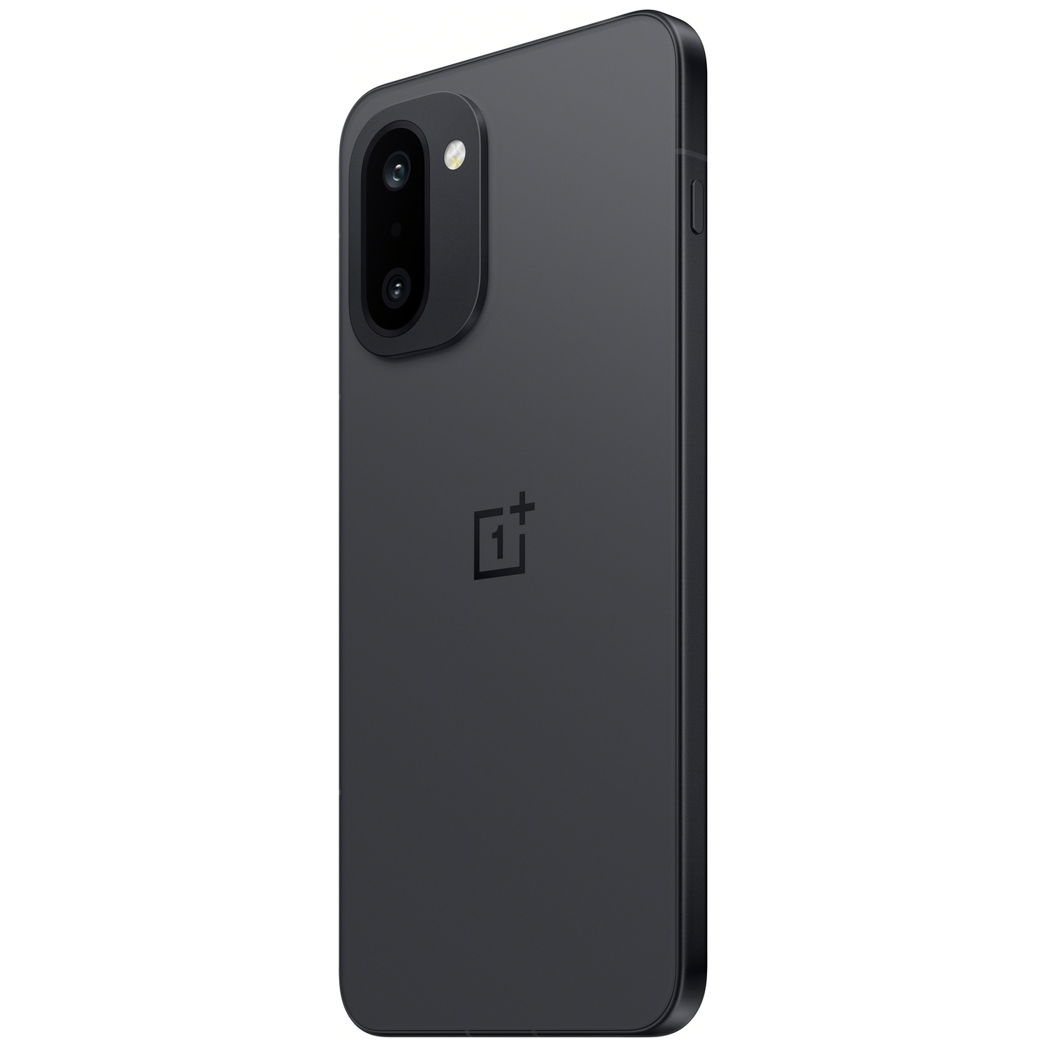 Smartphone gris foncé avec double appareil photo et logo OnePlus.