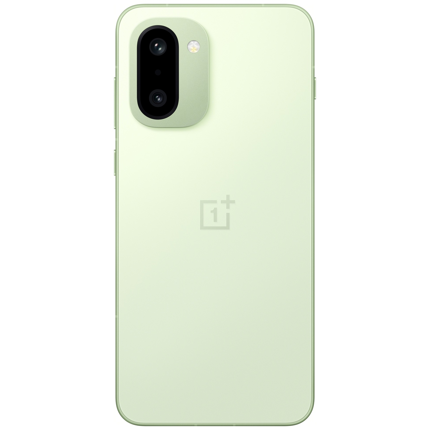 Arrière d'un smartphone vert clair avec deux caméras et le logo OnePlus.