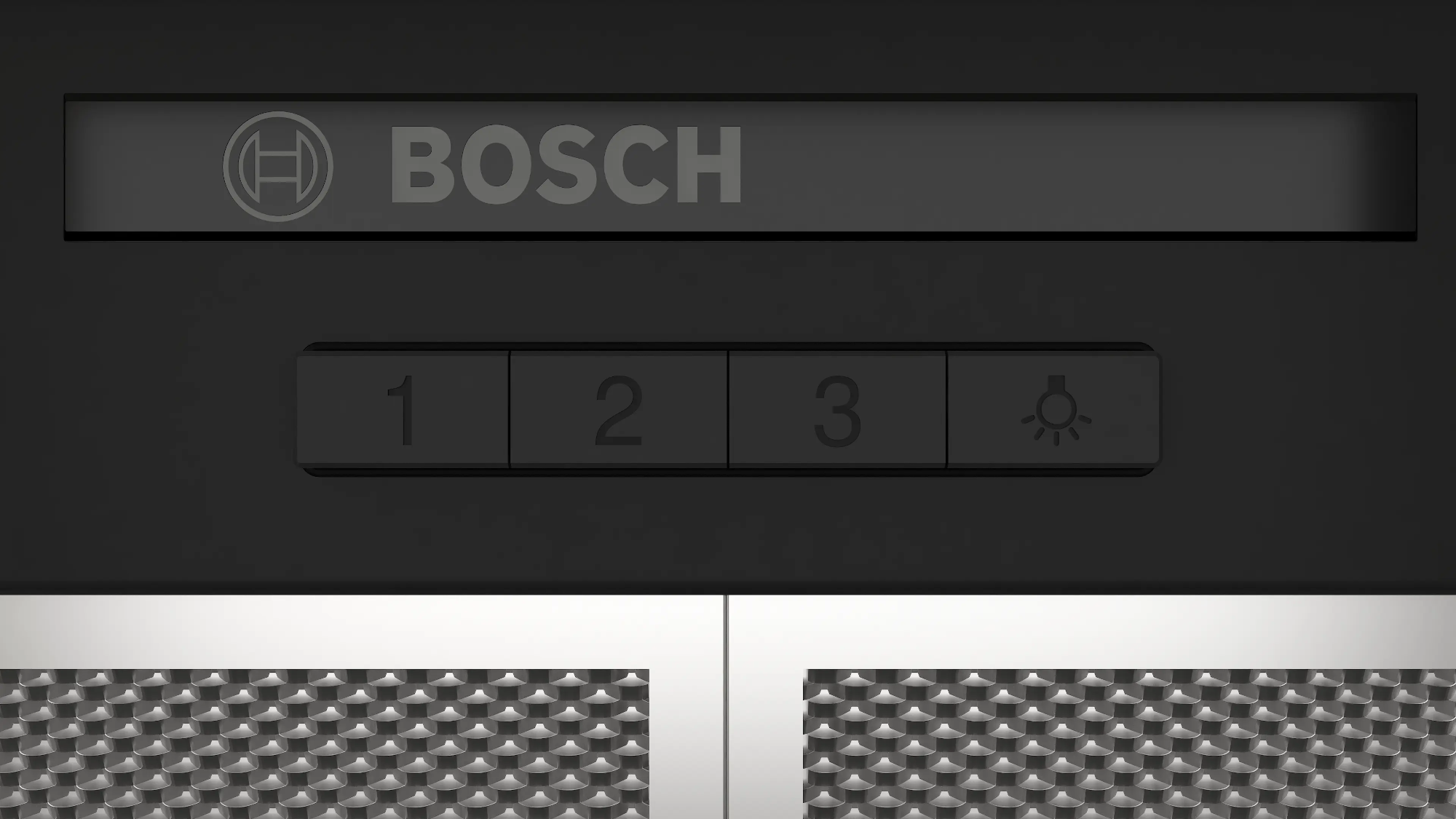 Bosch logó az 1, 2, 3 gombok és egy villanykörte ikon felett.