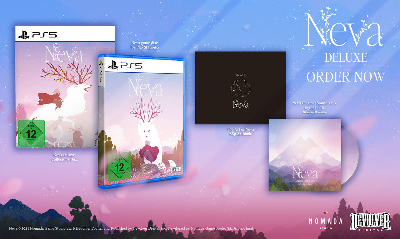 Neva Deluxe Collector's Box, PS5-Spiel, Artbook und Soundtrack.
