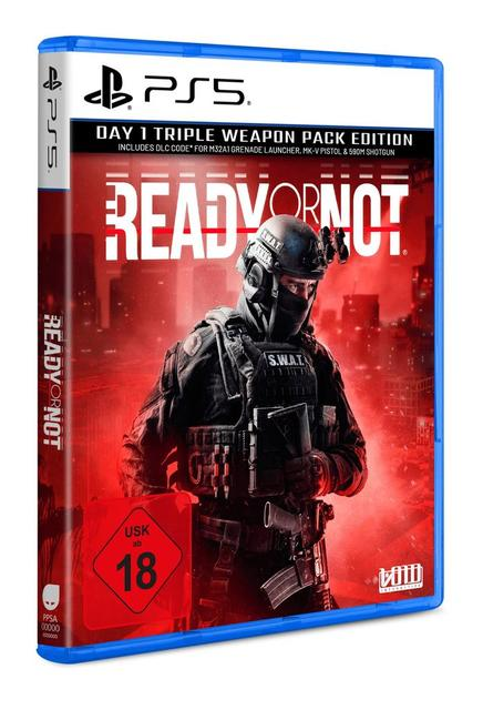 PS5 Spielcover: SWAT-Soldat mit Helm und Weste, roter Hintergrund.