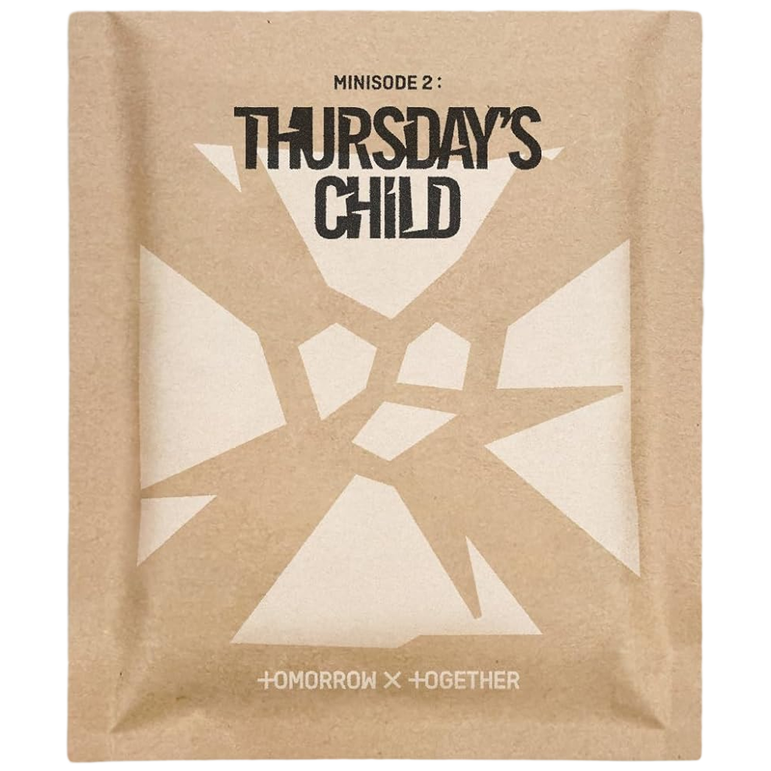 Minisode 2: Thursday's Child albumhoes met geometrisch patroon op bruin papier.