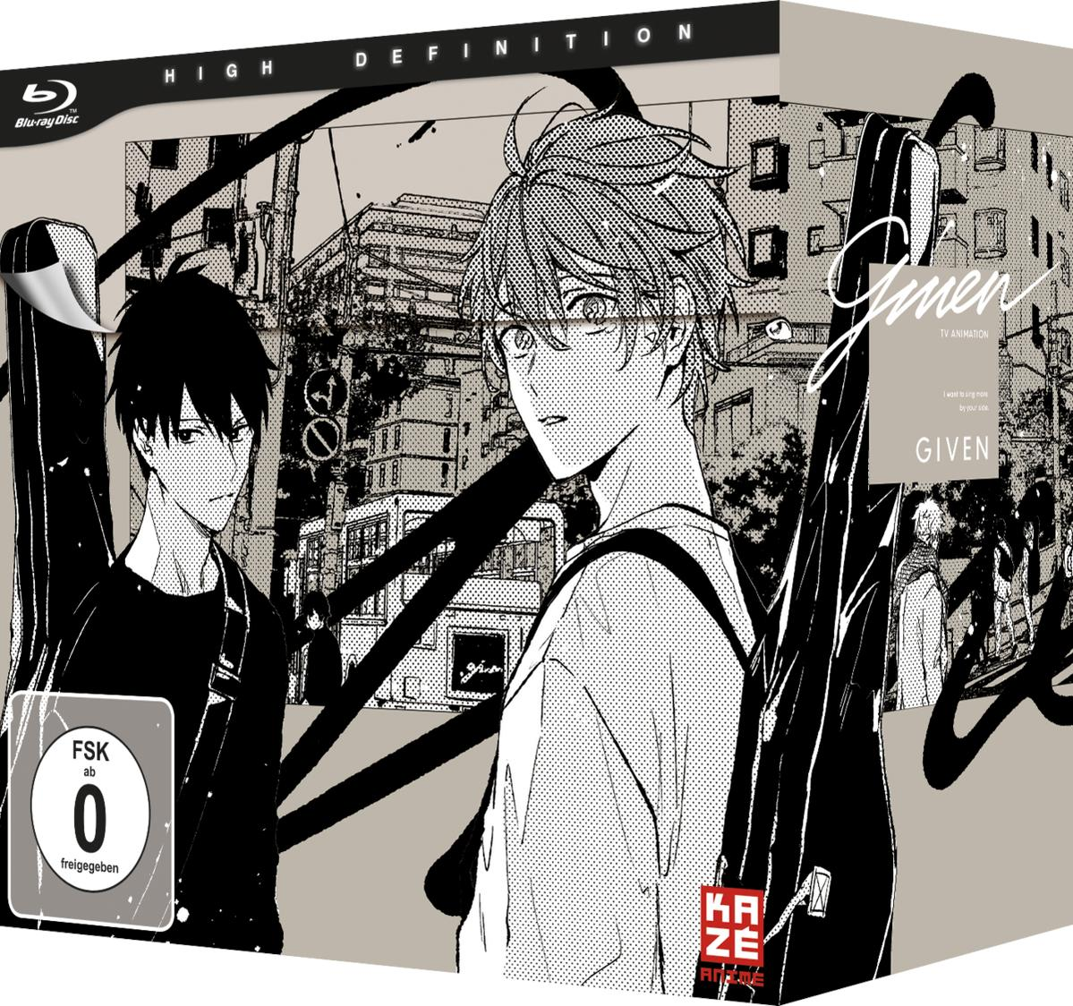 Anime-Blu-ray-Cover mit zwei Jungen, die Gitarrenkoffer tragen, im anime-Stil.