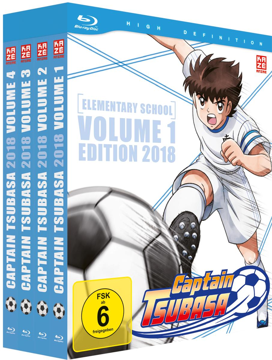 Captain Tsubasa Blu-ray: Anime-Figur beim Fußballspiel, mit FSK 6 Siegel.