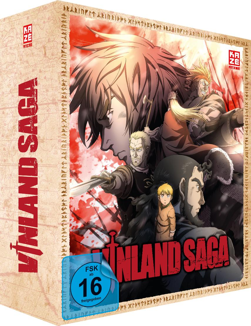 Anime-Cover von Vinland Saga mit Kriegern und Runen. FSK 16.