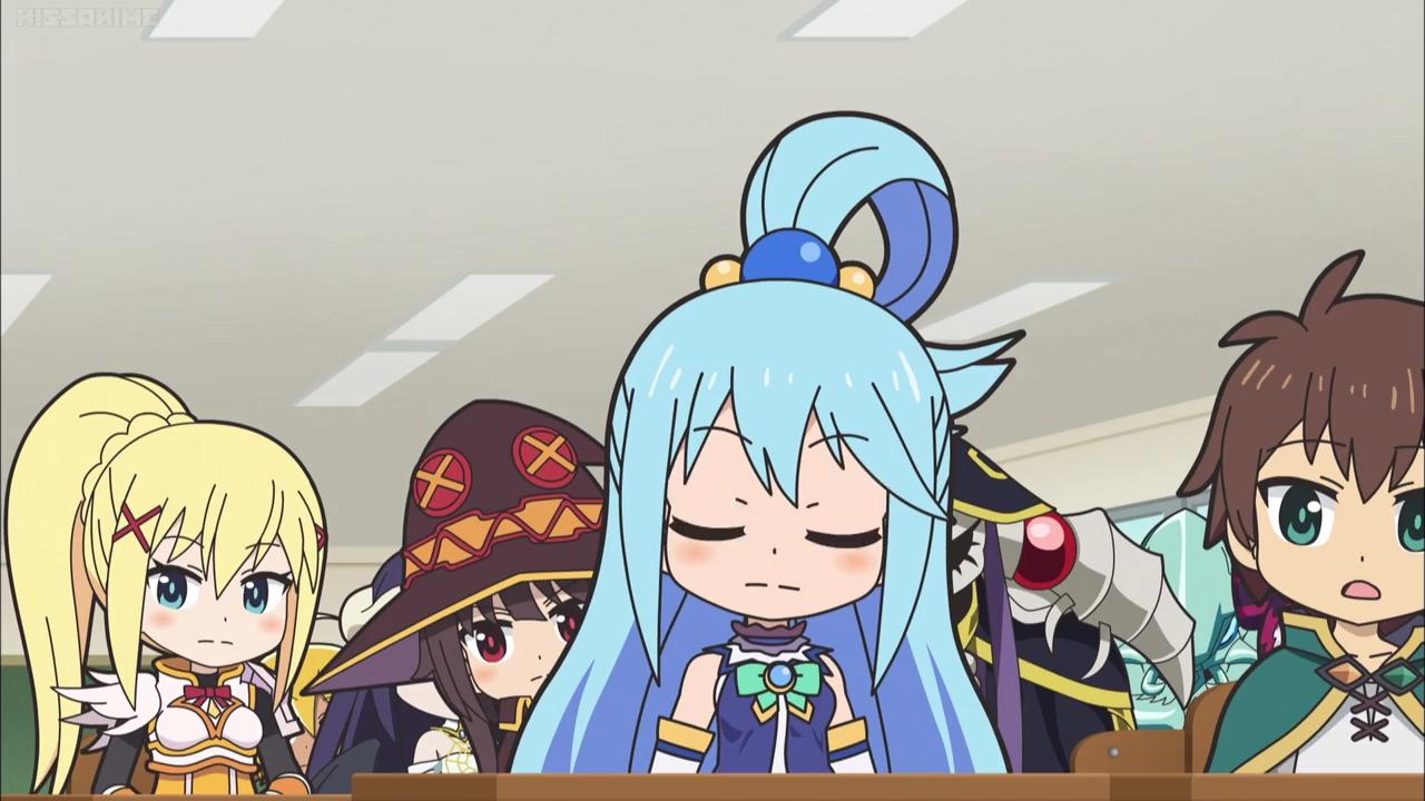 Chibi-Figuren sitzen an Schreibtischen, eine mit blonden Haaren, eine mit braunem Haar und eine mit blauen Haaren.
