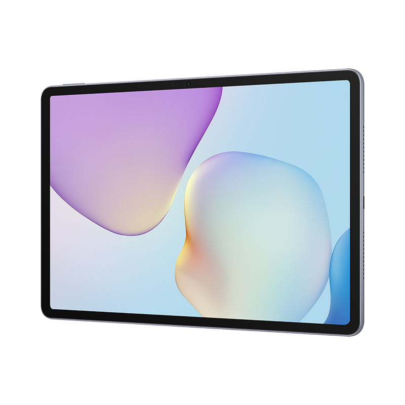 Ein graues Tablet mit einem bunten Hintergrundbild.