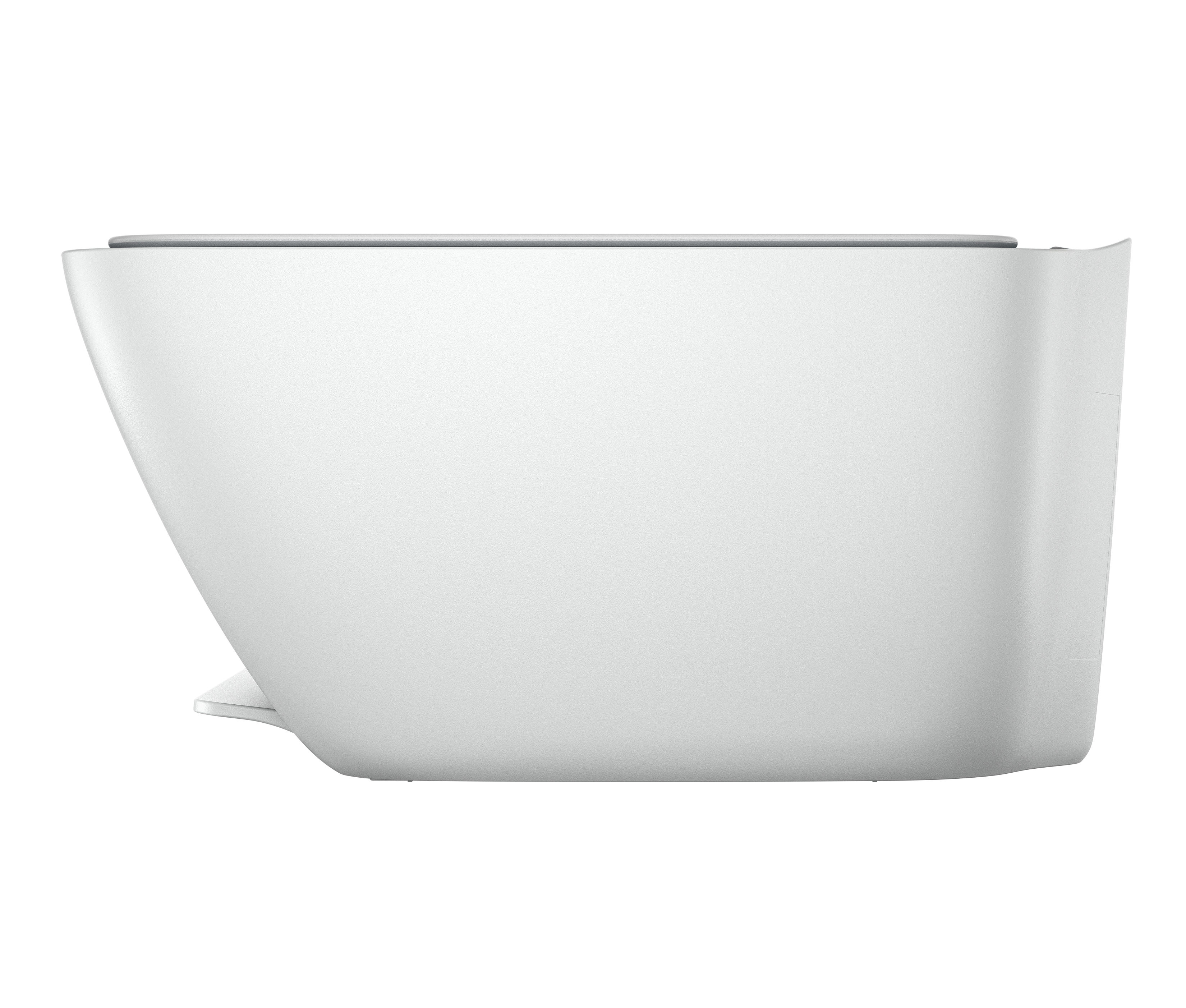 Egy fehér, modern WC, elegáns profillal, oldalról nézve.