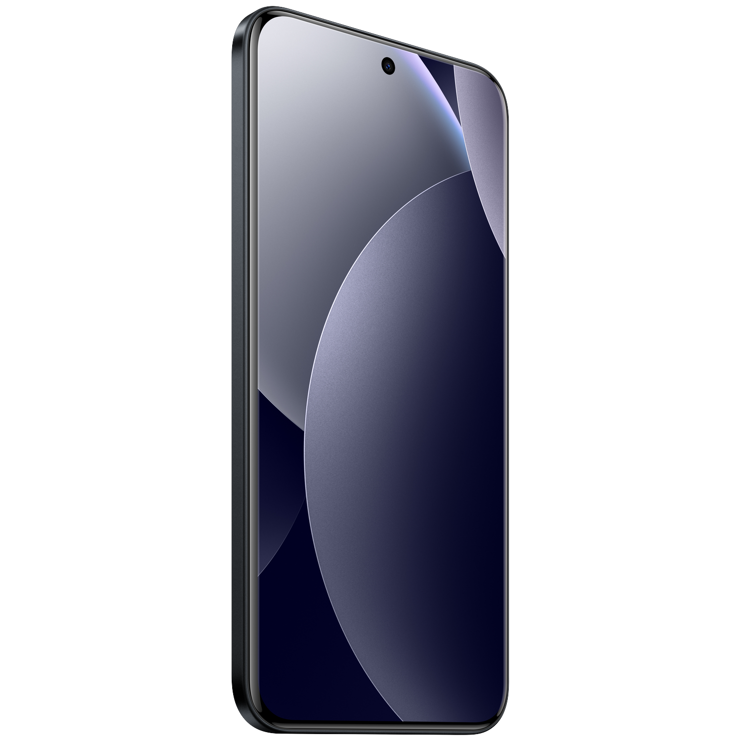 Een zwarte smartphone met een donker, abstract achtergrondpatroon.