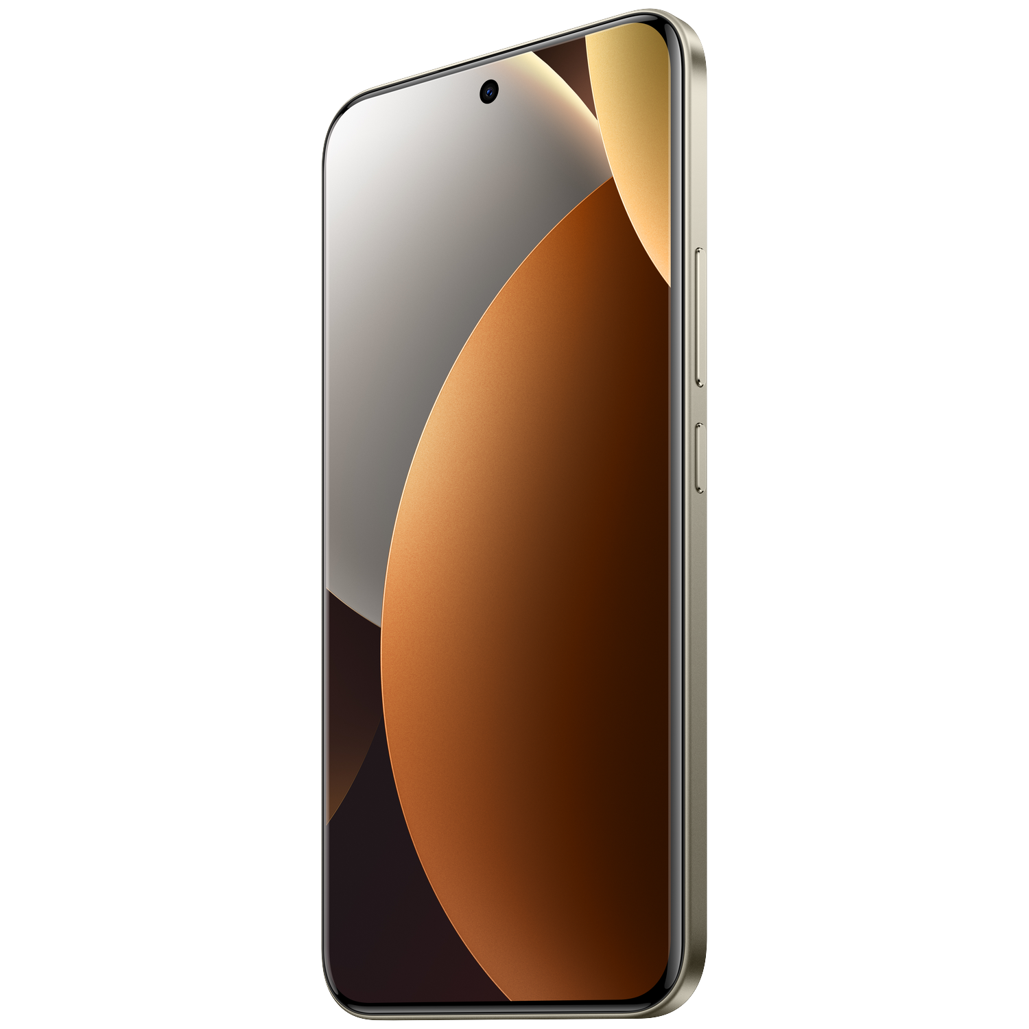 Gouden smartphone met stijlvolle achtergrond, witte achterkant.