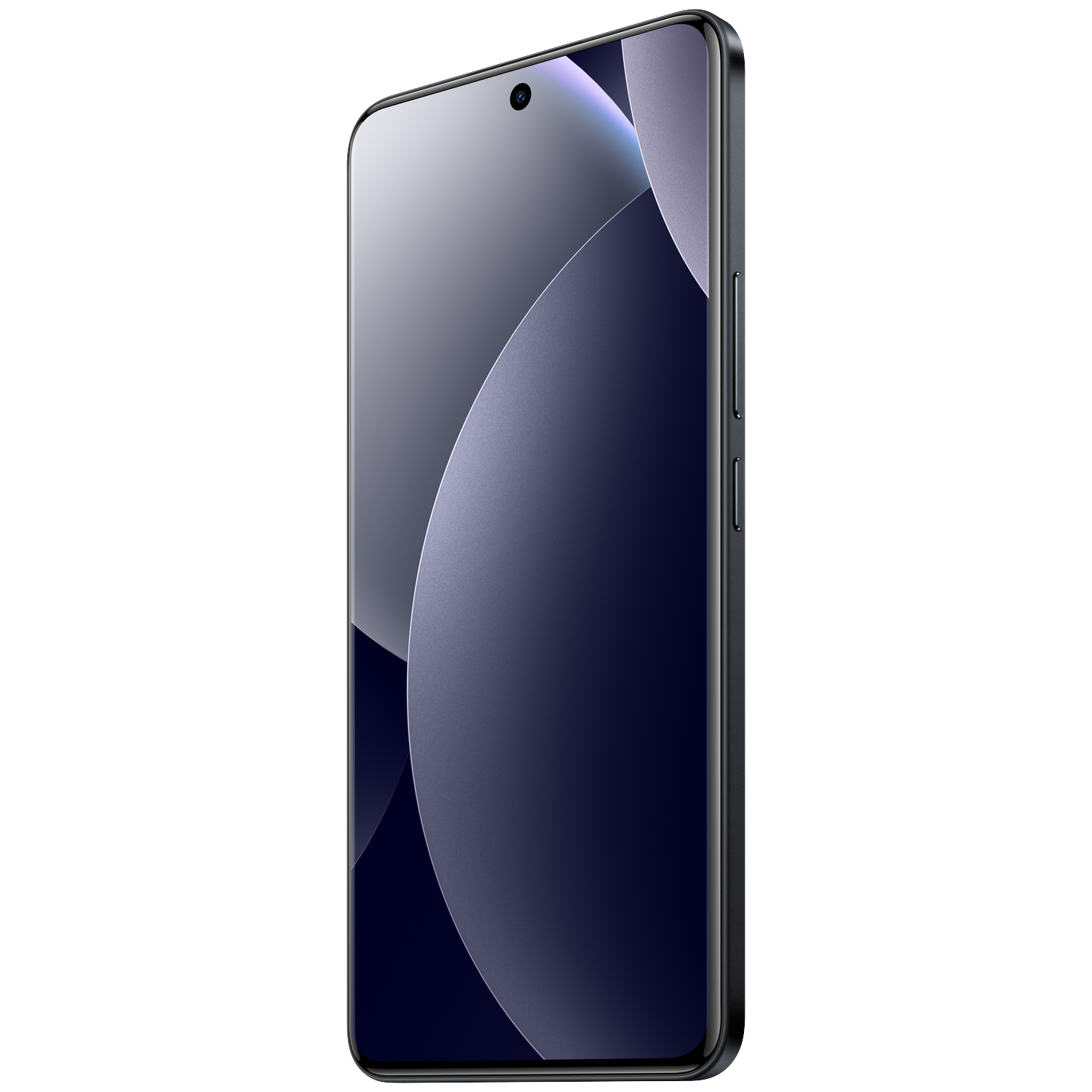 Un smartphone sombre et élégant aux coins arrondis avec une découpe pour la caméra.