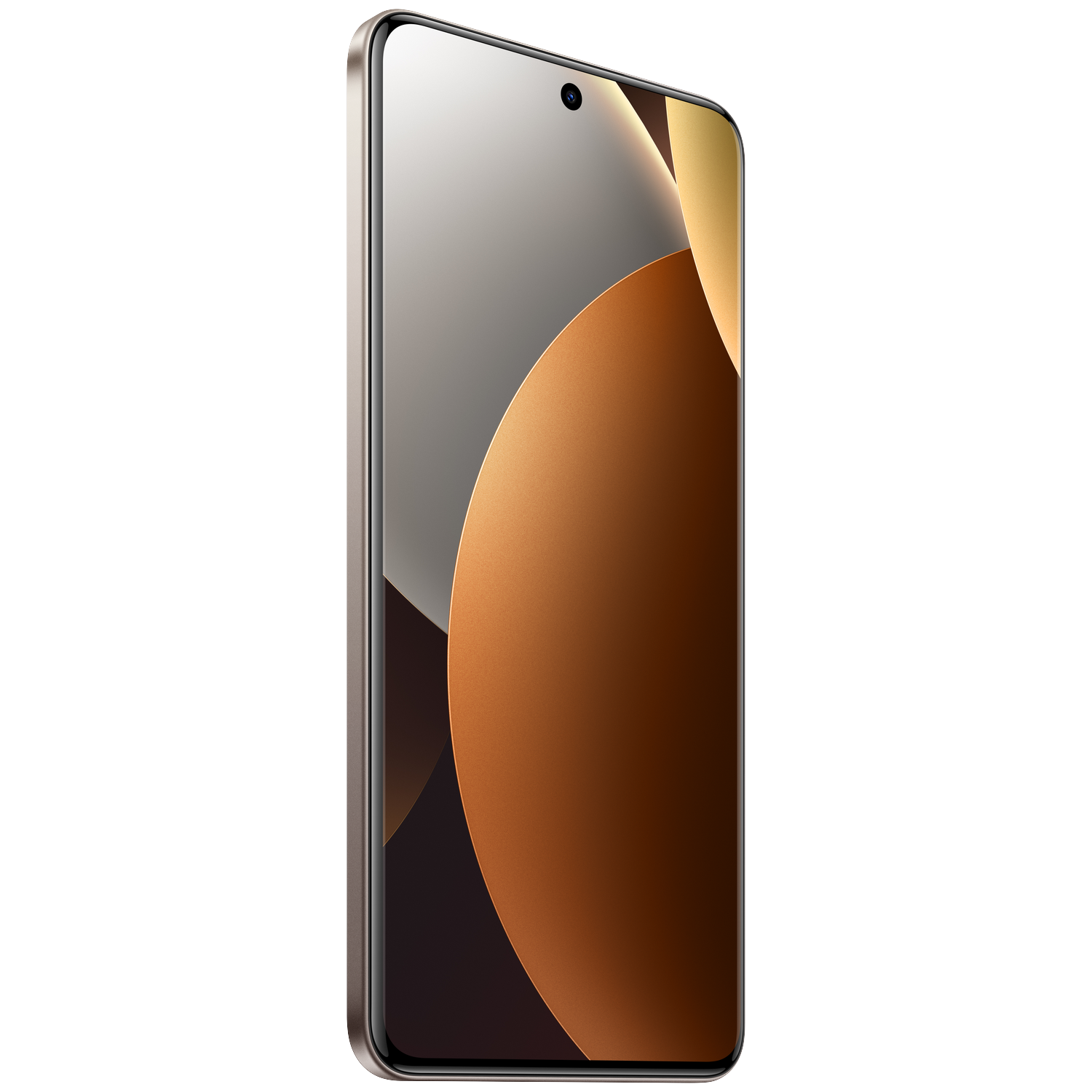A sleek smartphone in gold with a camera module.