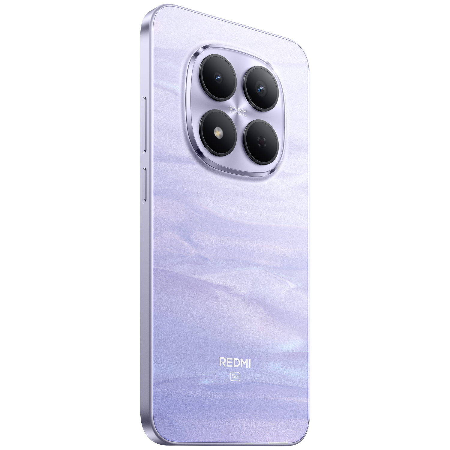 A purple smartphone with four cameras and the REDMI 5G logo on the back.