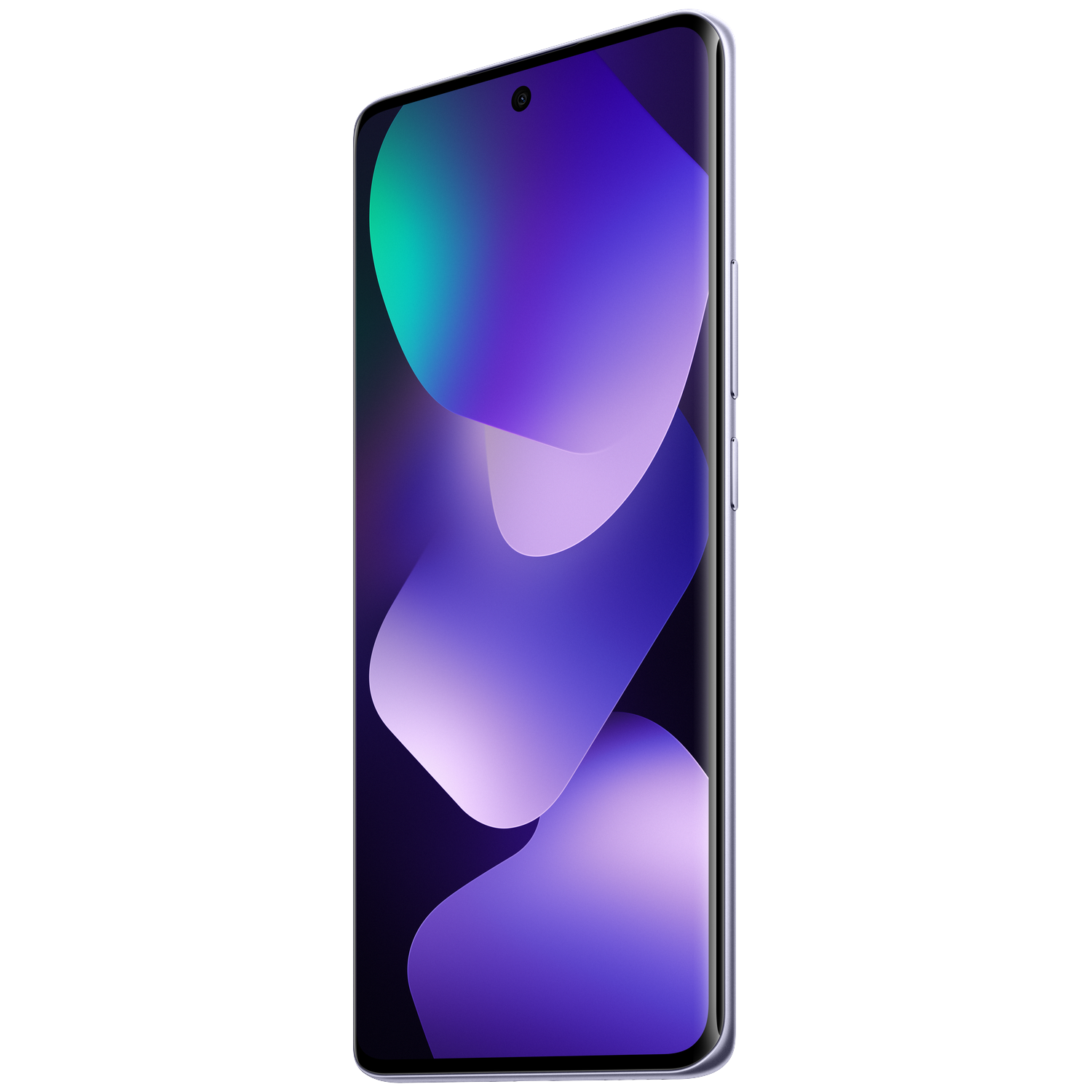 A purple smartphone displaying an abstract gradient wallpaper.
